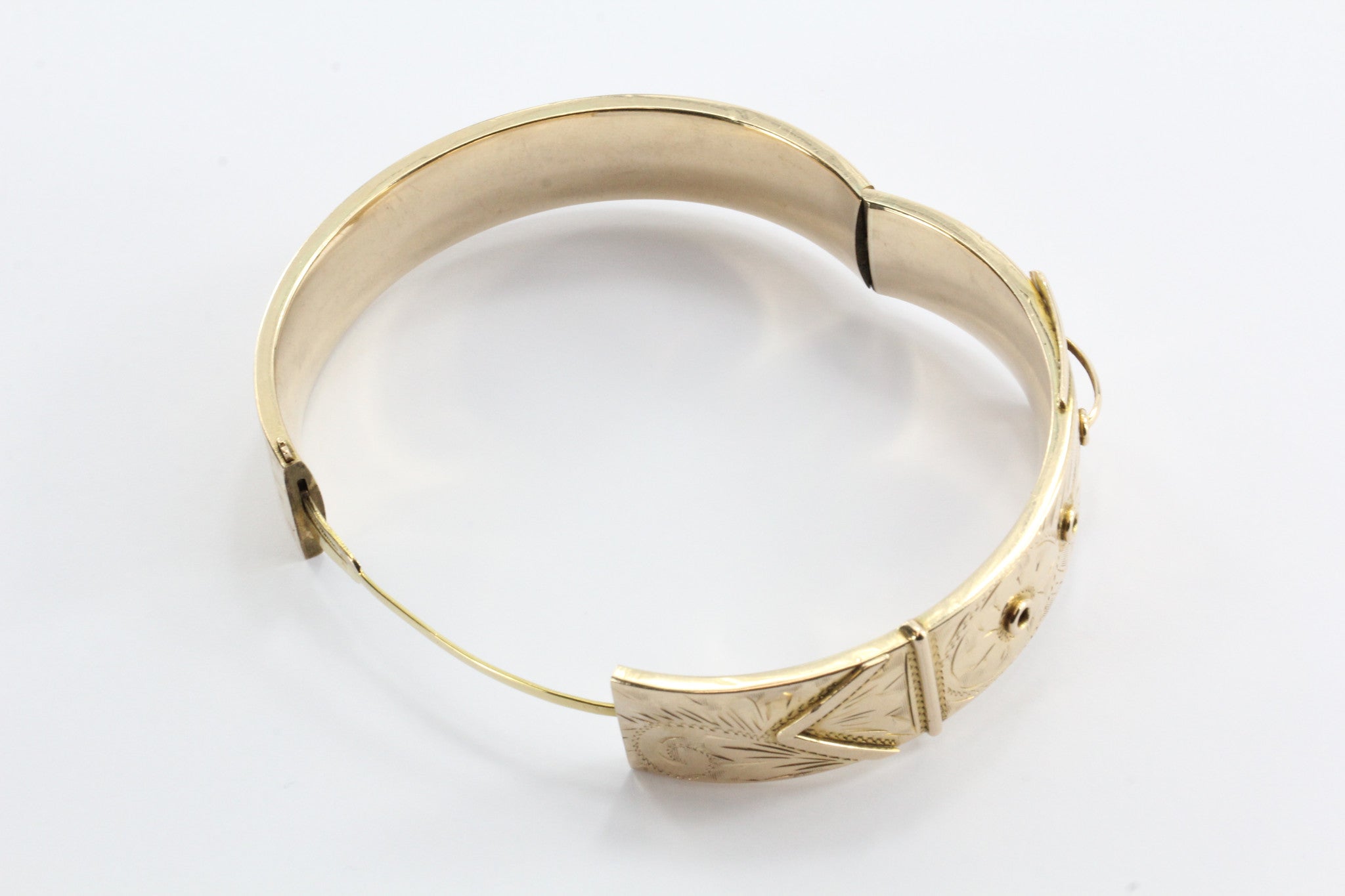 Antique 1918 Edwardian 14K Gold Belt Buckle Large Chunky Bangle Bracelet - Queen May