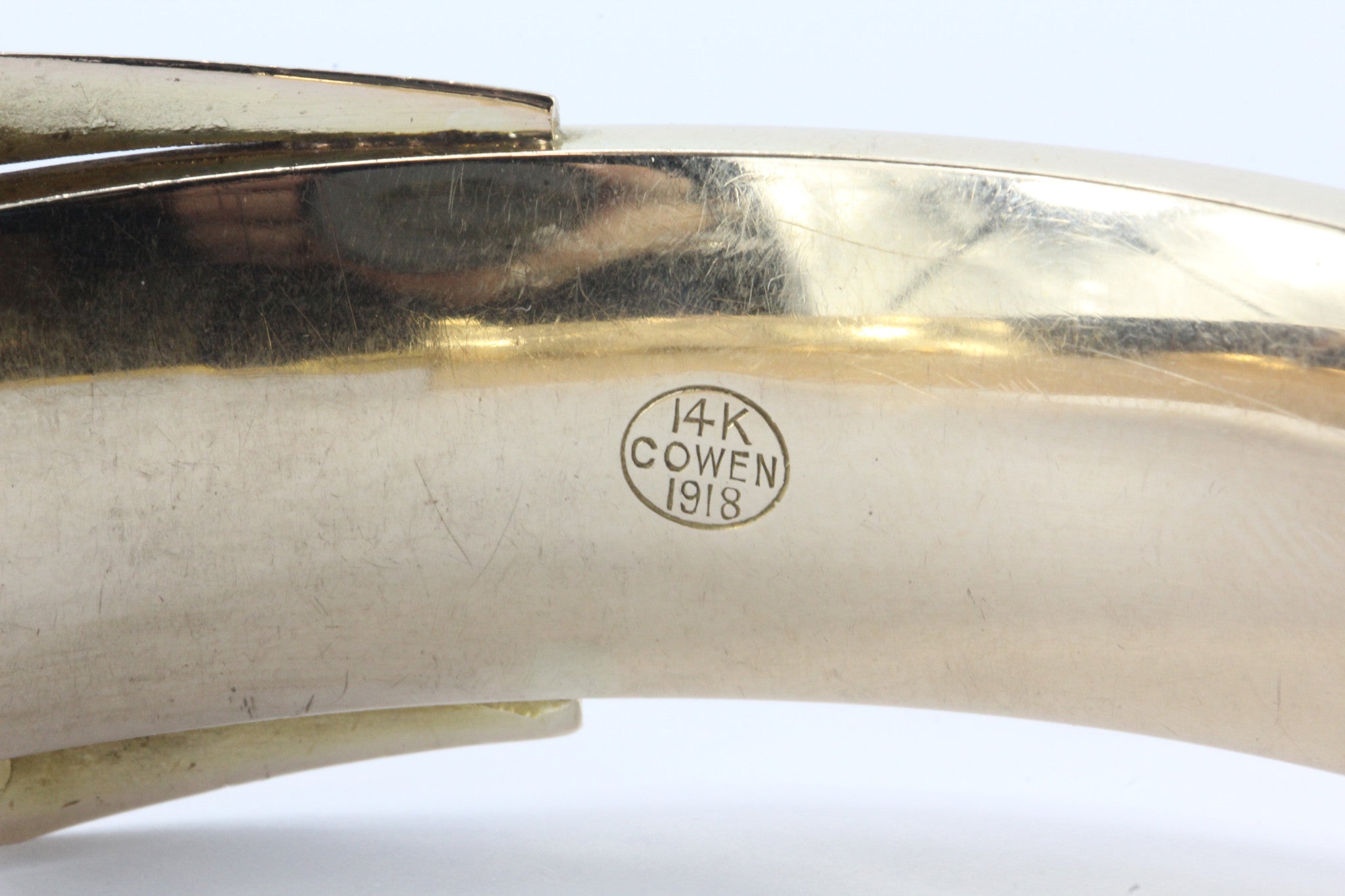 Antique 1918 Edwardian 14K Gold Belt Buckle Large Chunky Bangle Bracelet - Queen May