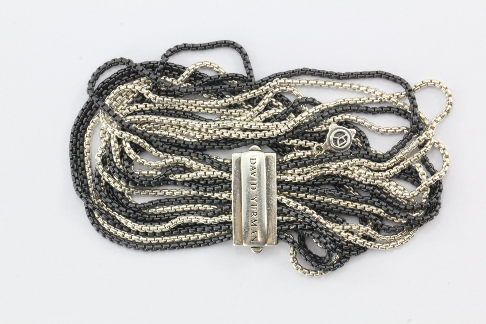 David Yurman Darkened Silver Mutli Strand Box Chain Sterling Silver Bracelet - Queen May