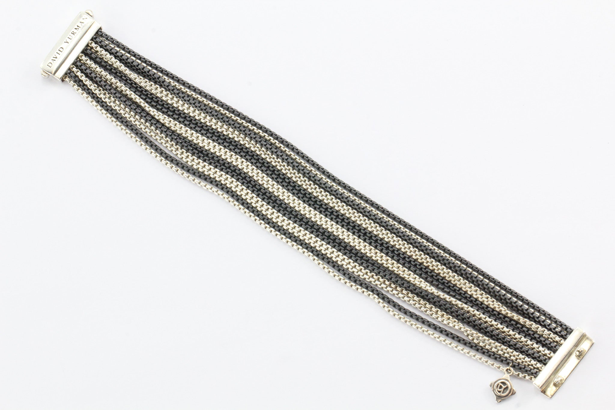 David Yurman Darkened Silver Mutli Strand Box Chain Sterling Silver Bracelet - Queen May