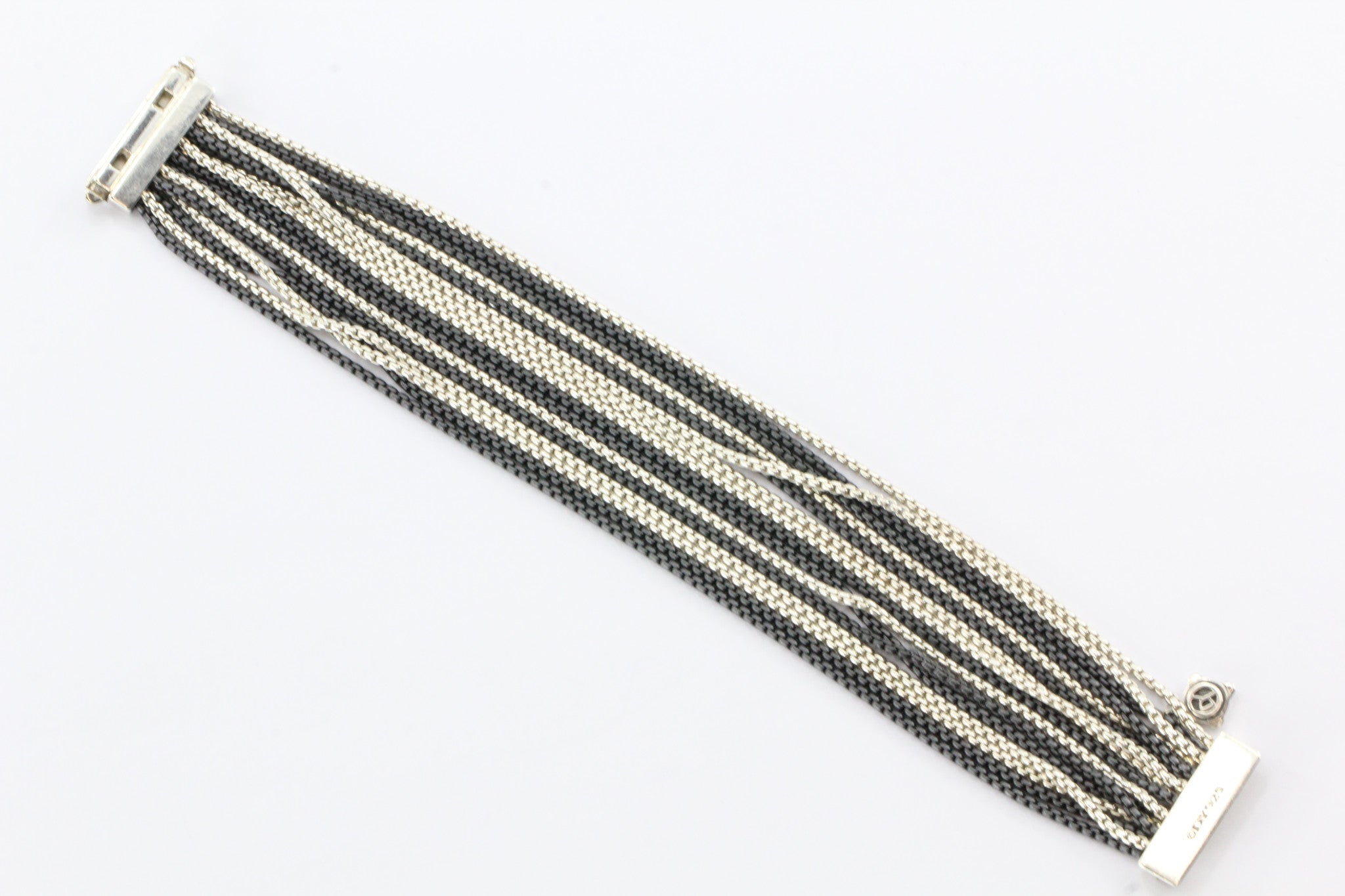 David Yurman Darkened Silver Mutli Strand Box Chain Sterling Silver Bracelet - Queen May