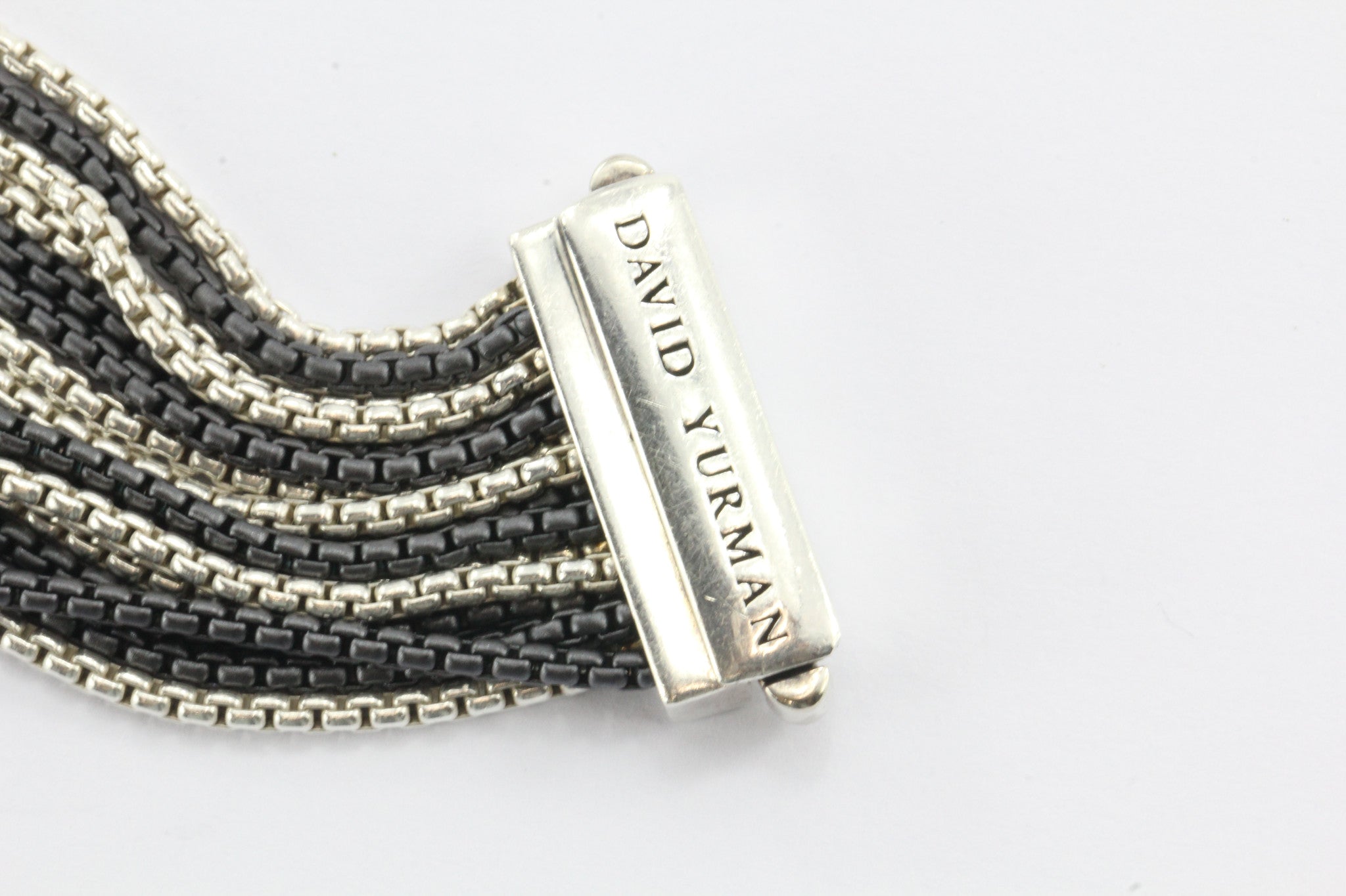 David Yurman Darkened Silver Mutli Strand Box Chain Sterling Silver Bracelet - Queen May