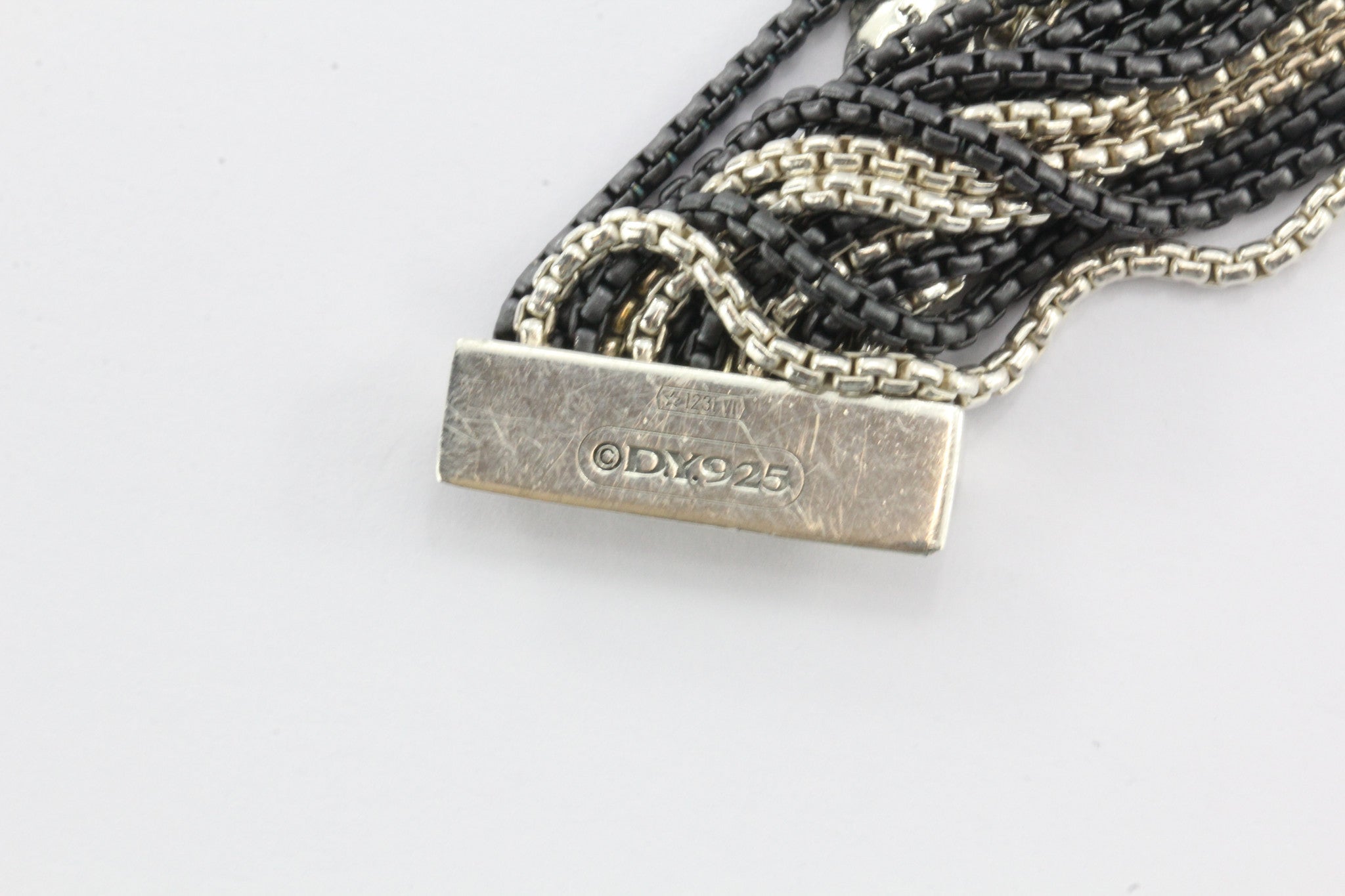 David Yurman Darkened Silver Mutli Strand Box Chain Sterling Silver Bracelet - Queen May