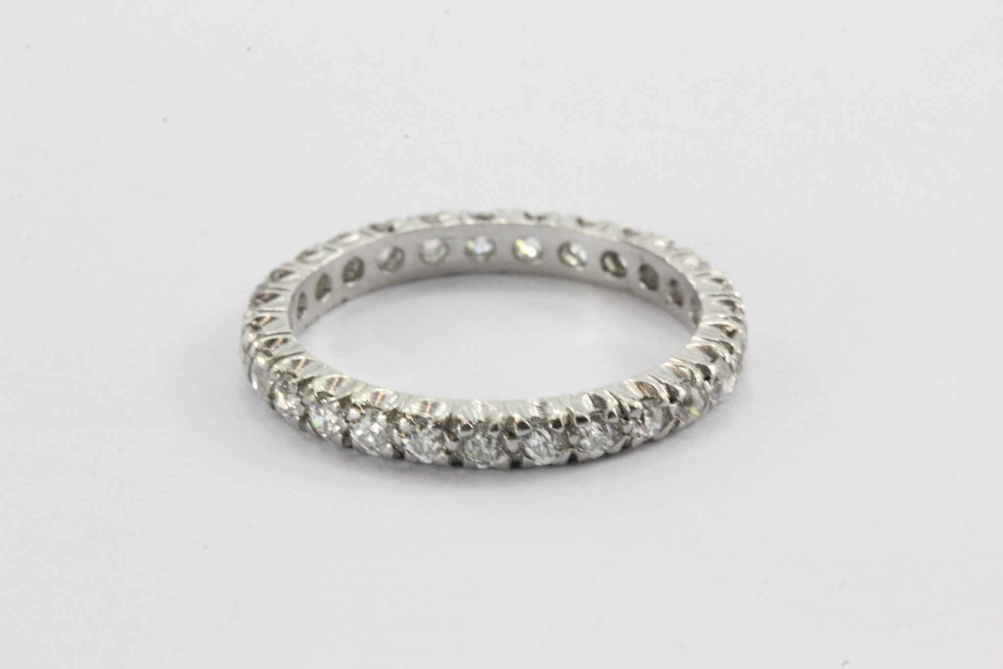 Antique Platinum Eternity Band Ring .75 CTW Old European Cut Diamonds - Queen May