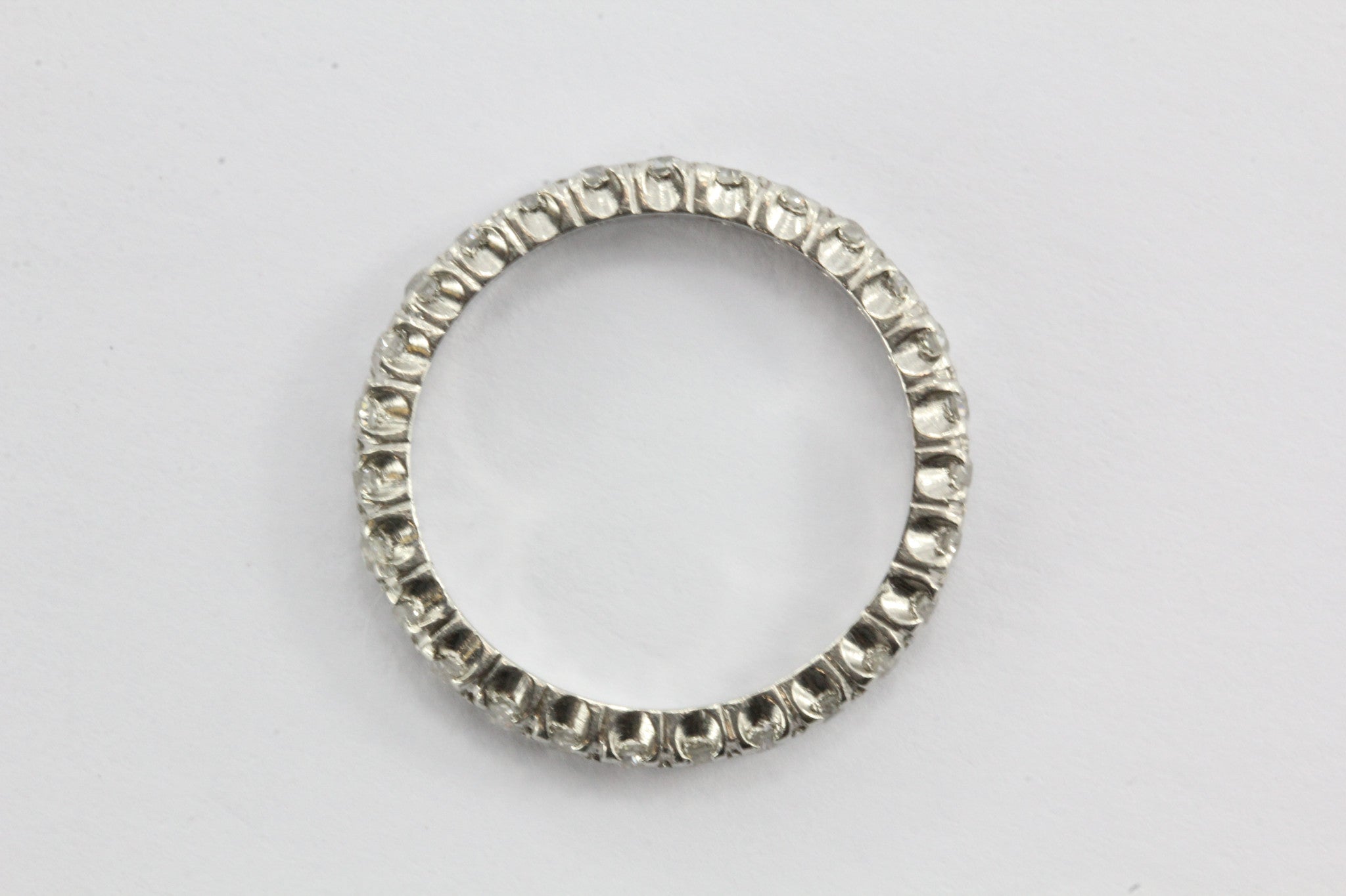 Antique Platinum Eternity Band Ring .75 CTW Old European Cut Diamonds - Queen May