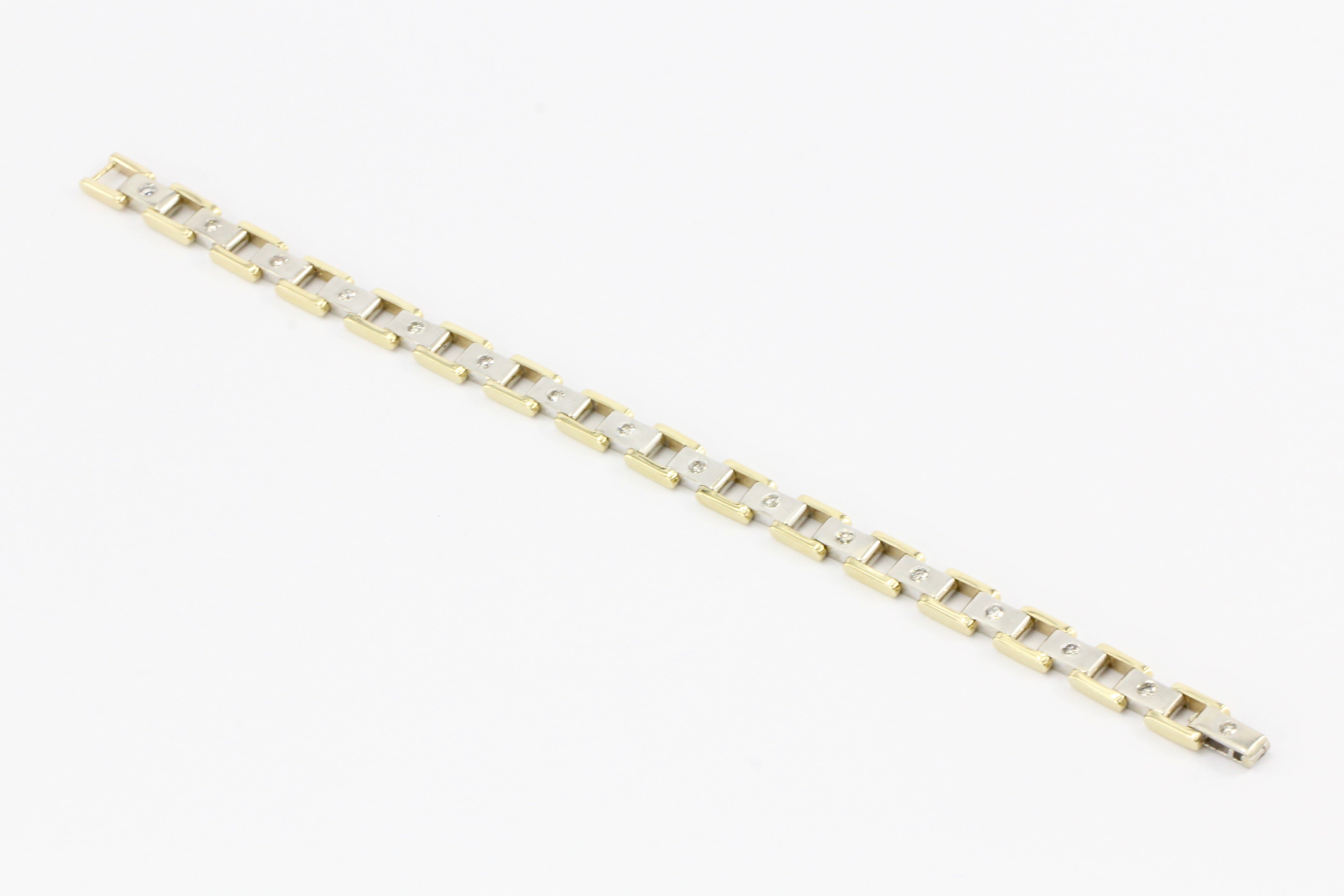 Men's 14K White & Yellow Gold Station Diamond Bracelet - Queen May