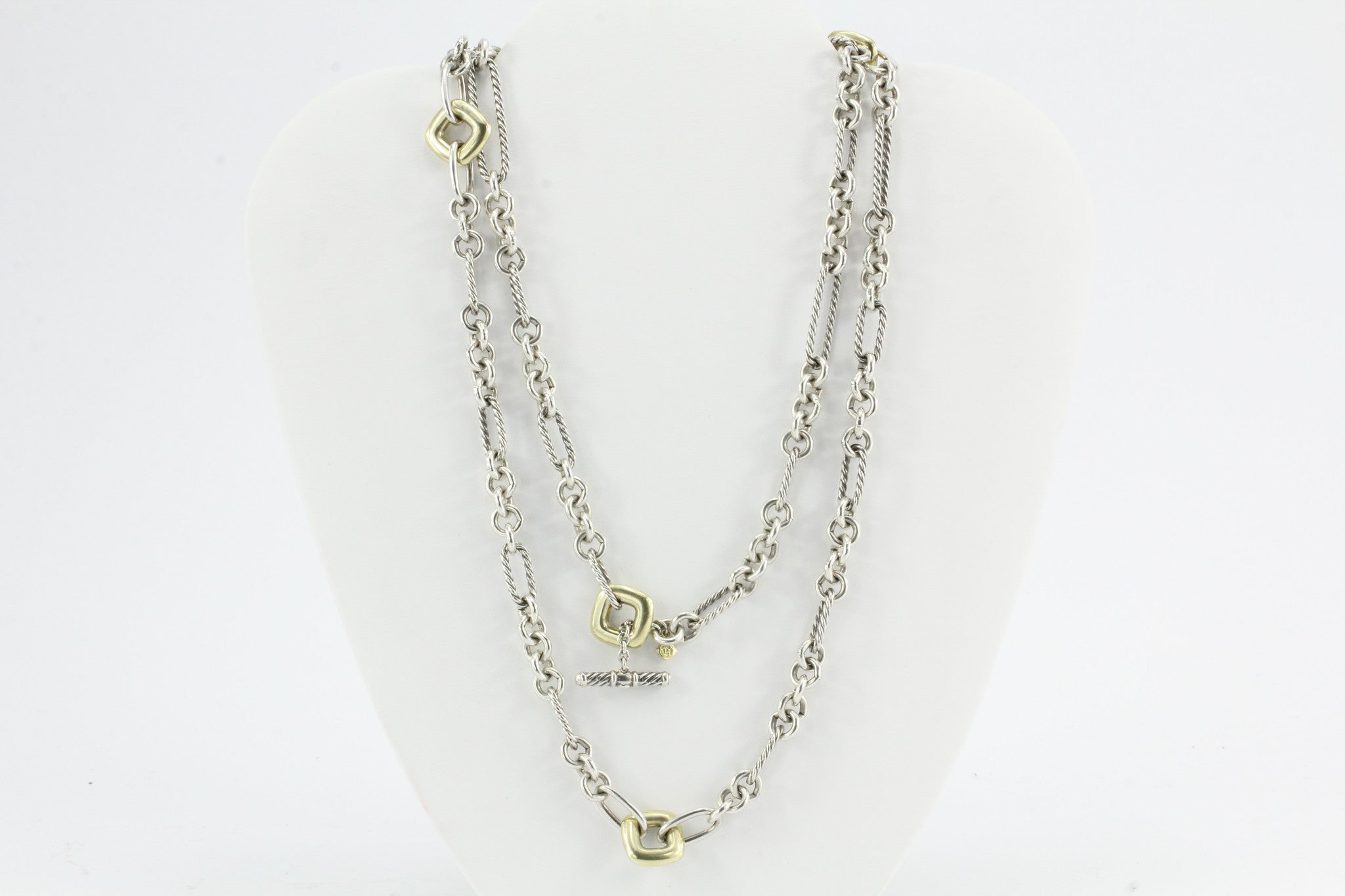 David Yurman Figaro Donut Extra Long necklace 18K Gold & Sterling Silver 36" - Queen May