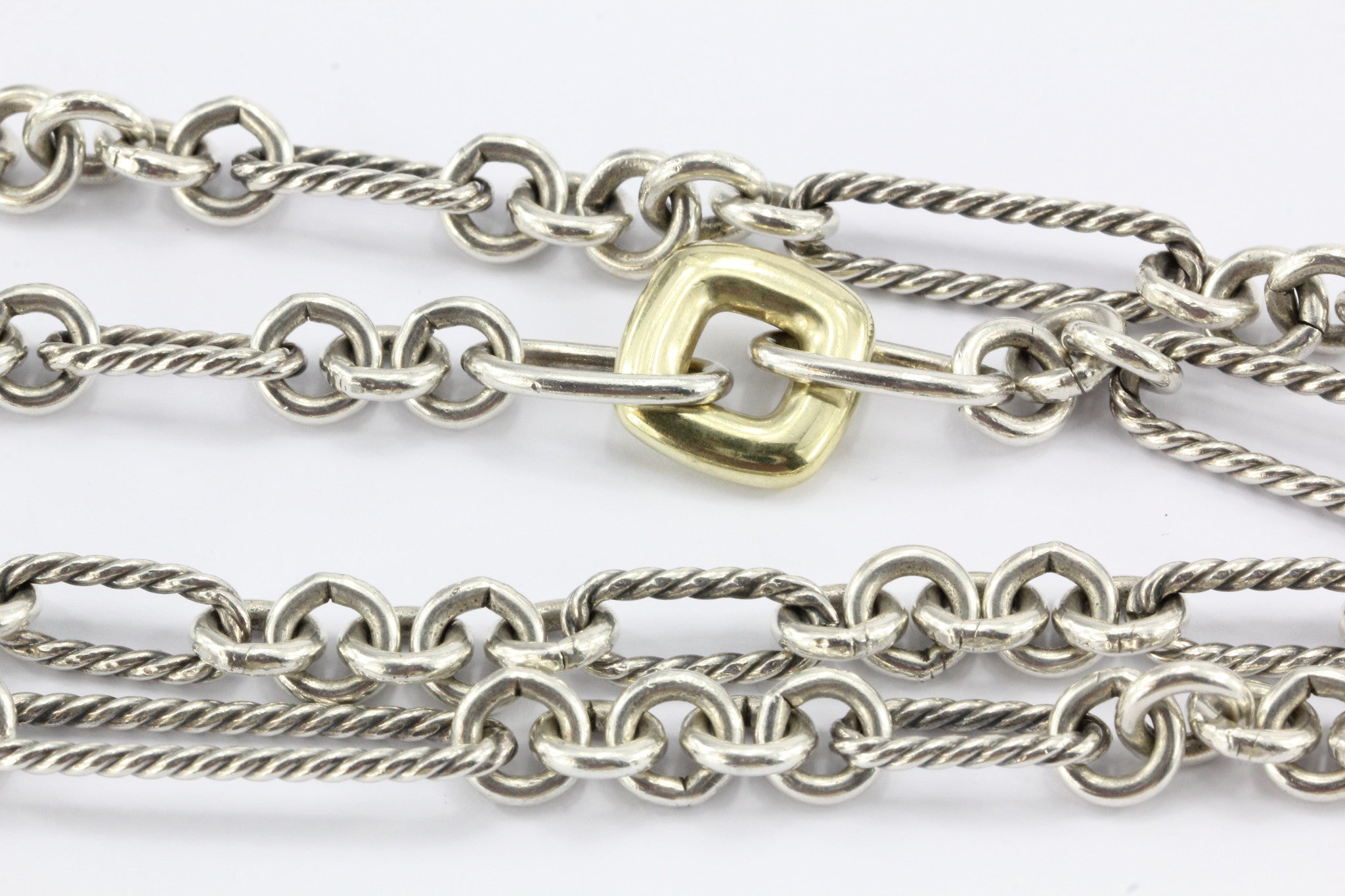 David Yurman Figaro Donut Extra Long necklace 18K Gold & Sterling Silver 36" - Queen May