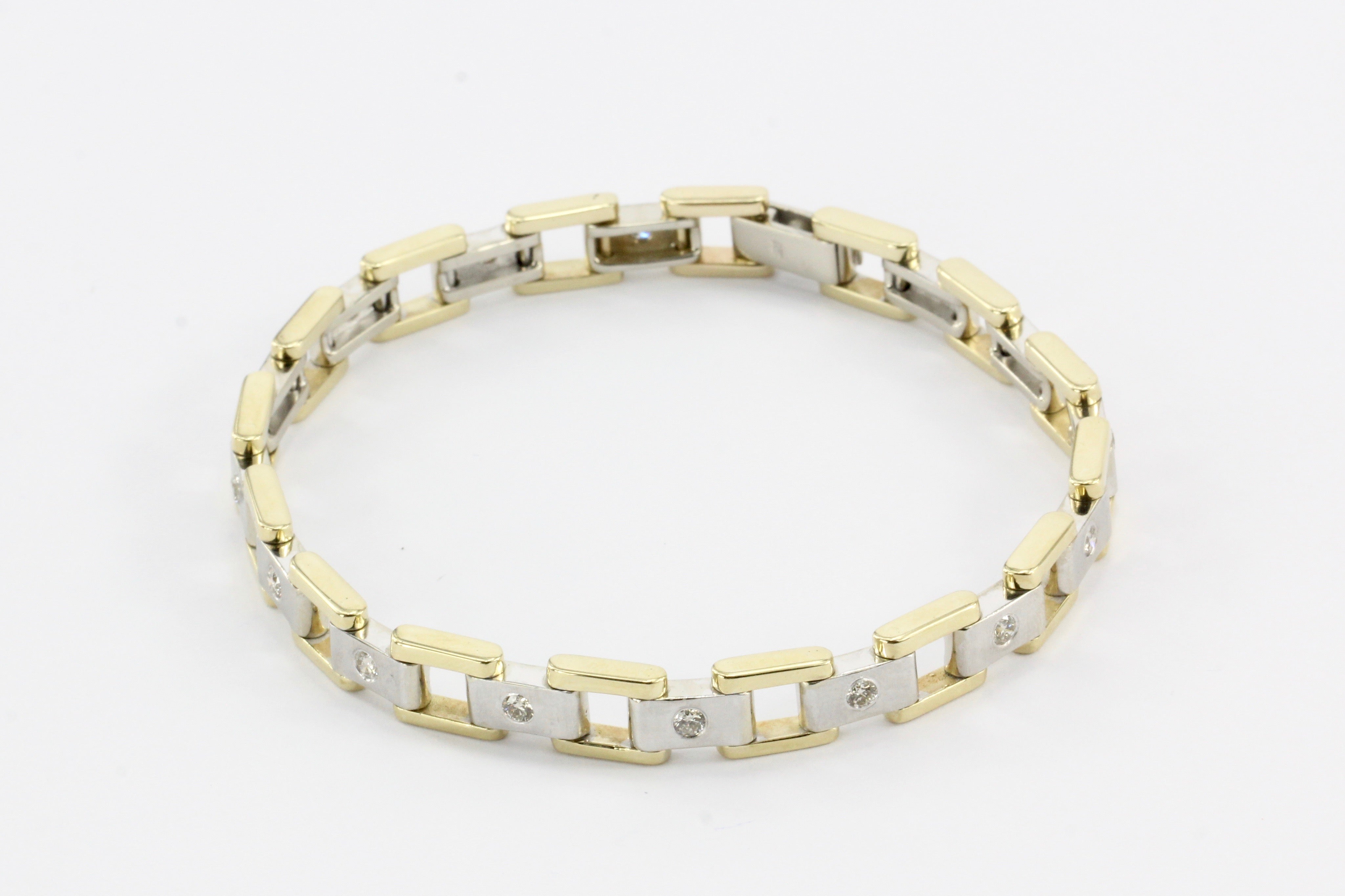Men's 14K White & Yellow Gold Station Diamond Bracelet - Queen May