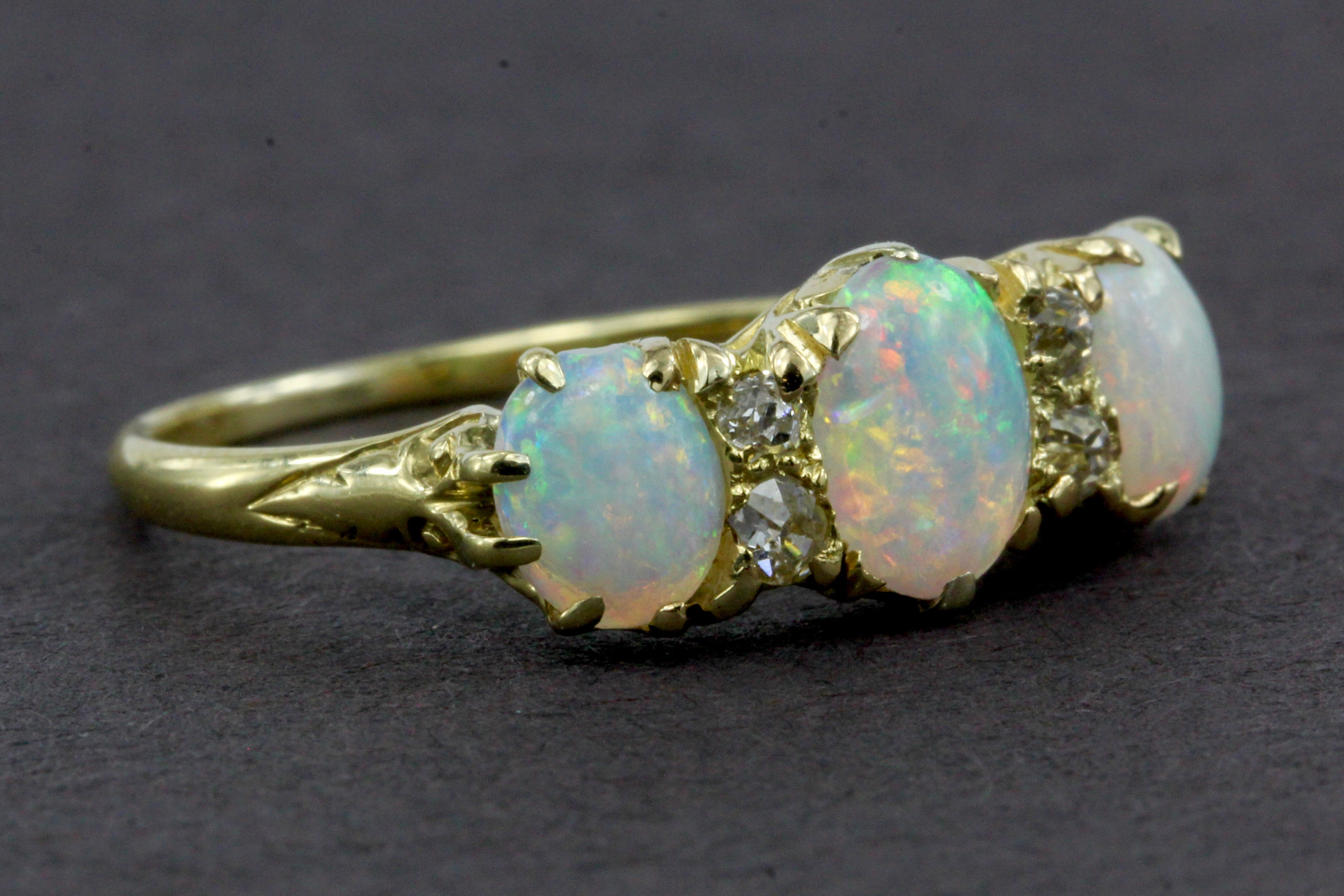 Victorian 18k Yellow Gold Opal And Diamond Ring - Queen May