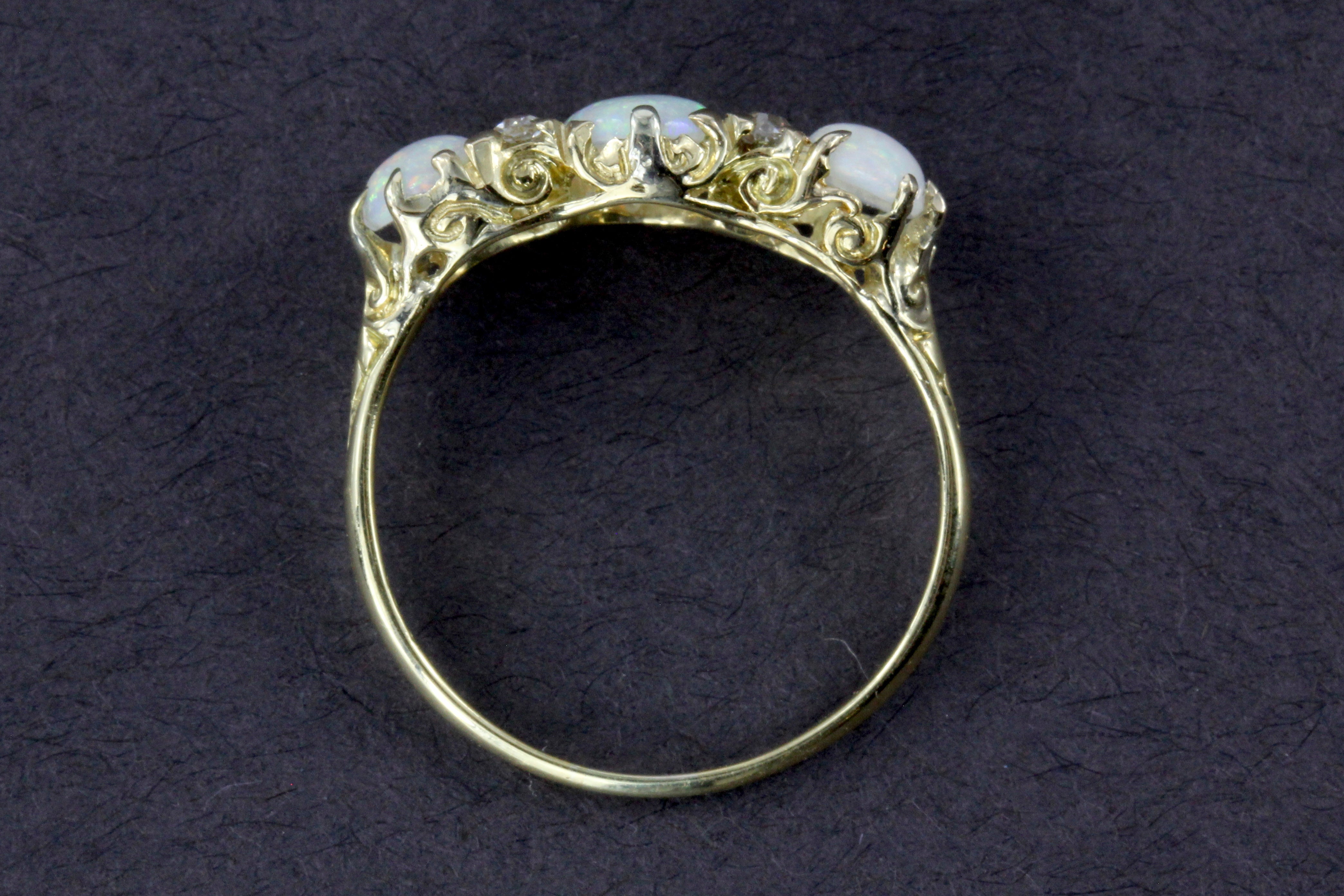 Victorian 18k Yellow Gold Opal And Diamond Ring - Queen May