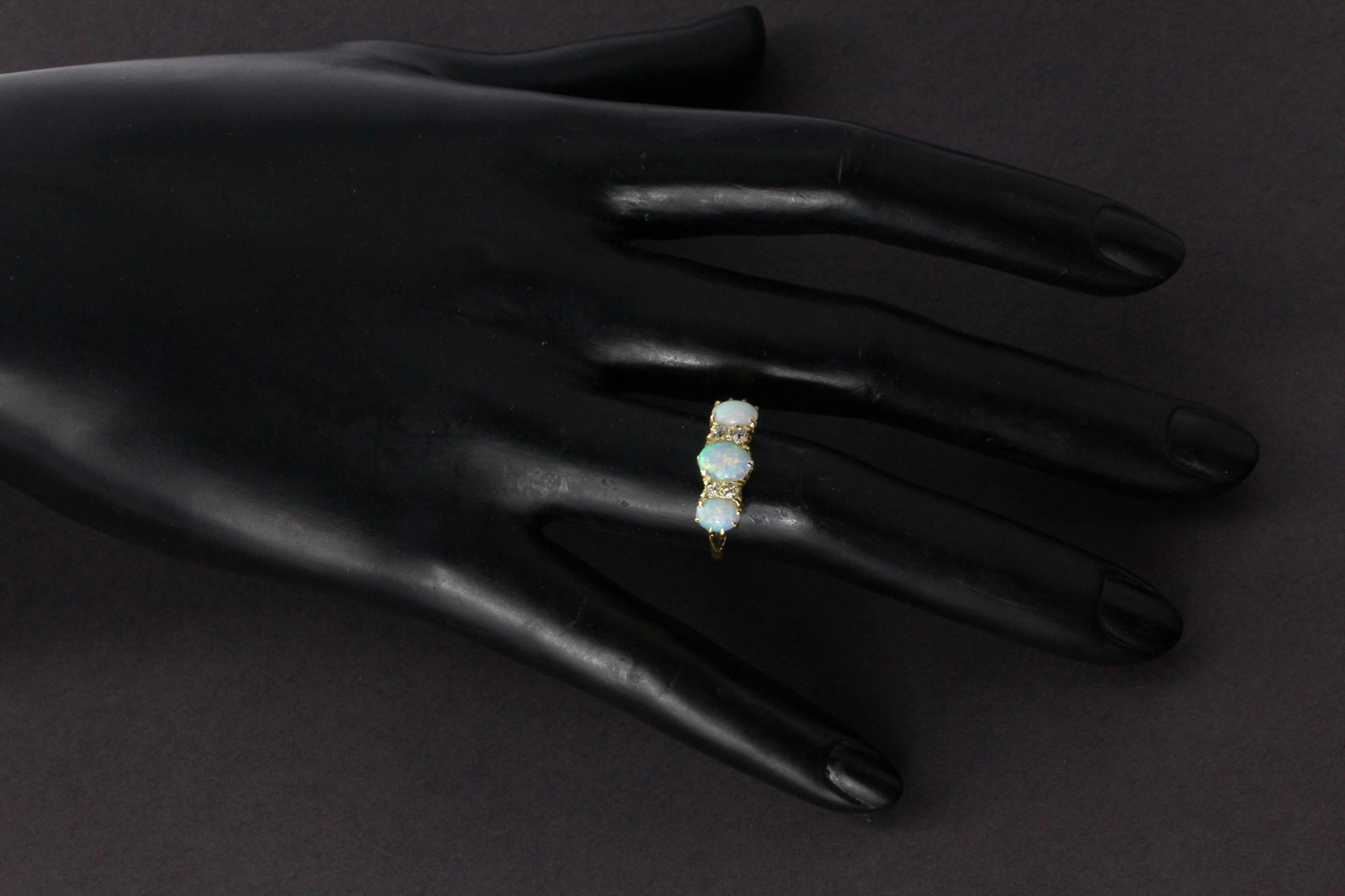 Victorian 18k Yellow Gold Opal And Diamond Ring - Queen May