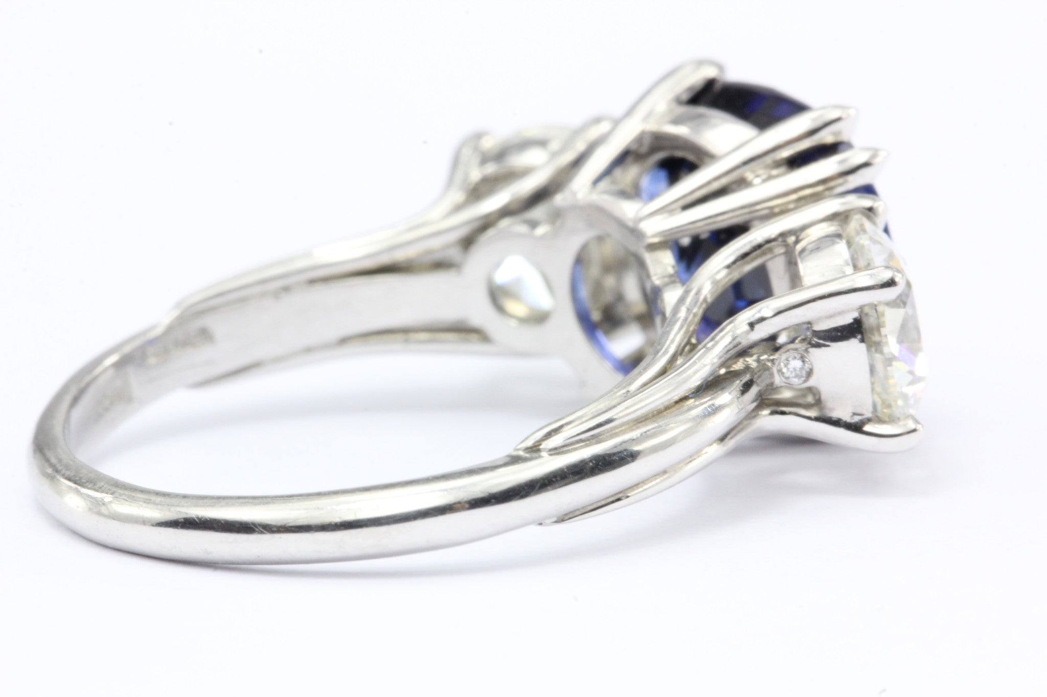 Natural AGL Intense Blue Sapphire and 2 Carat Diamond Ring - Queen May