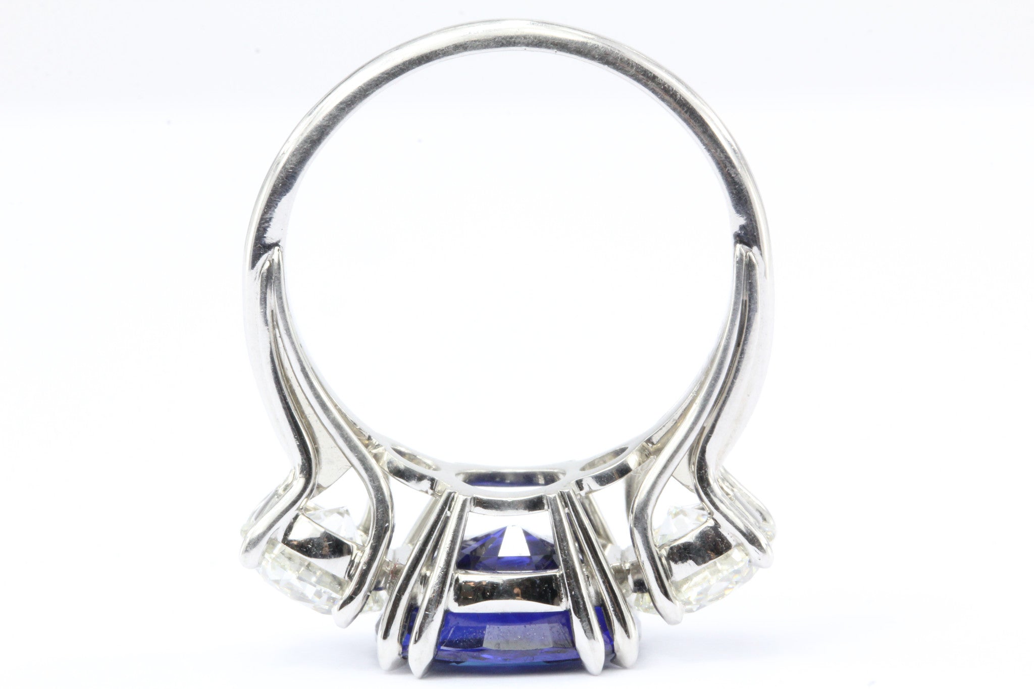 Natural AGL Intense Blue Sapphire and 2 Carat Diamond Ring - Queen May
