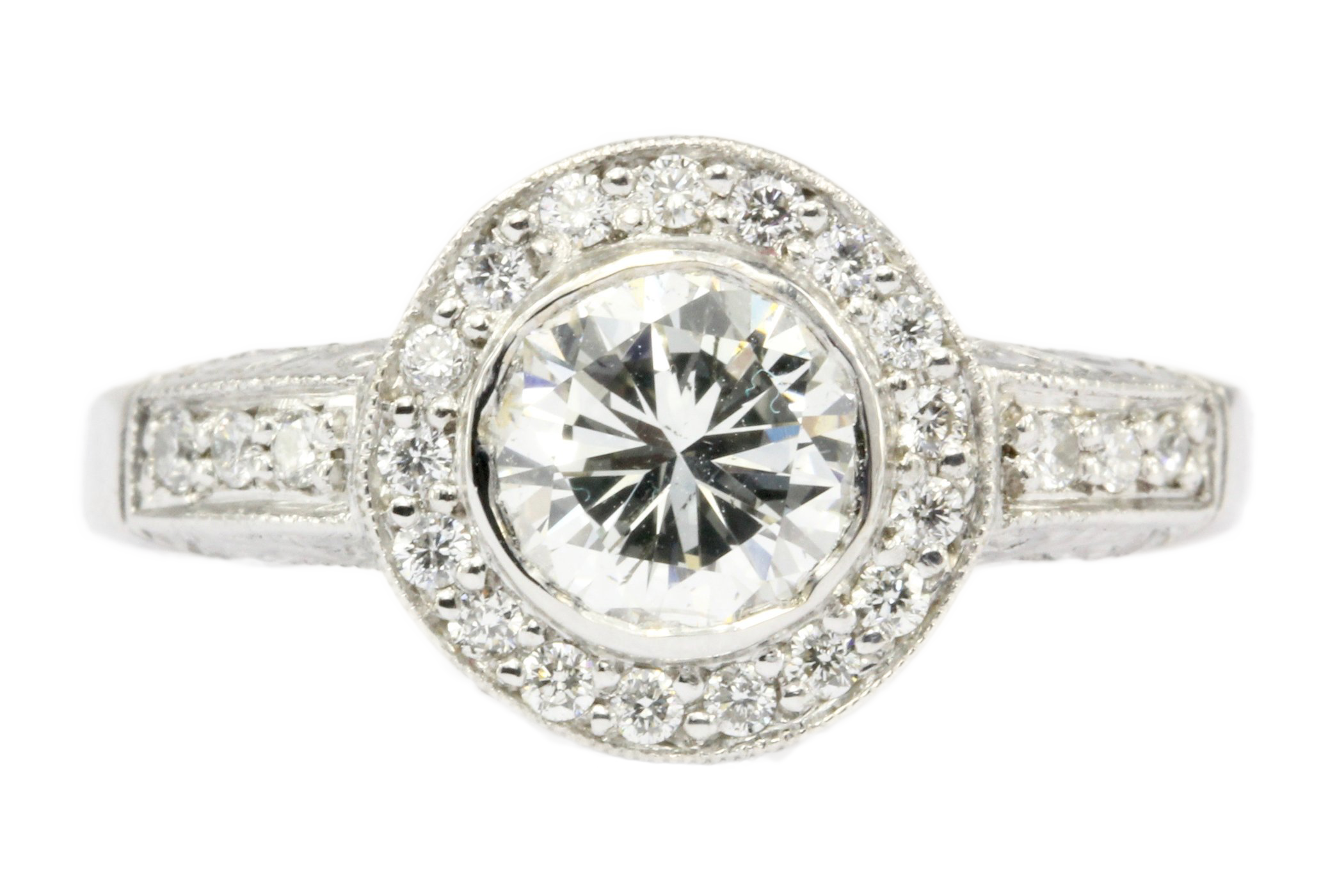 14K White Gold 1.26 CT Diamond Halo Engagement Ring Size 7.5 - Queen May