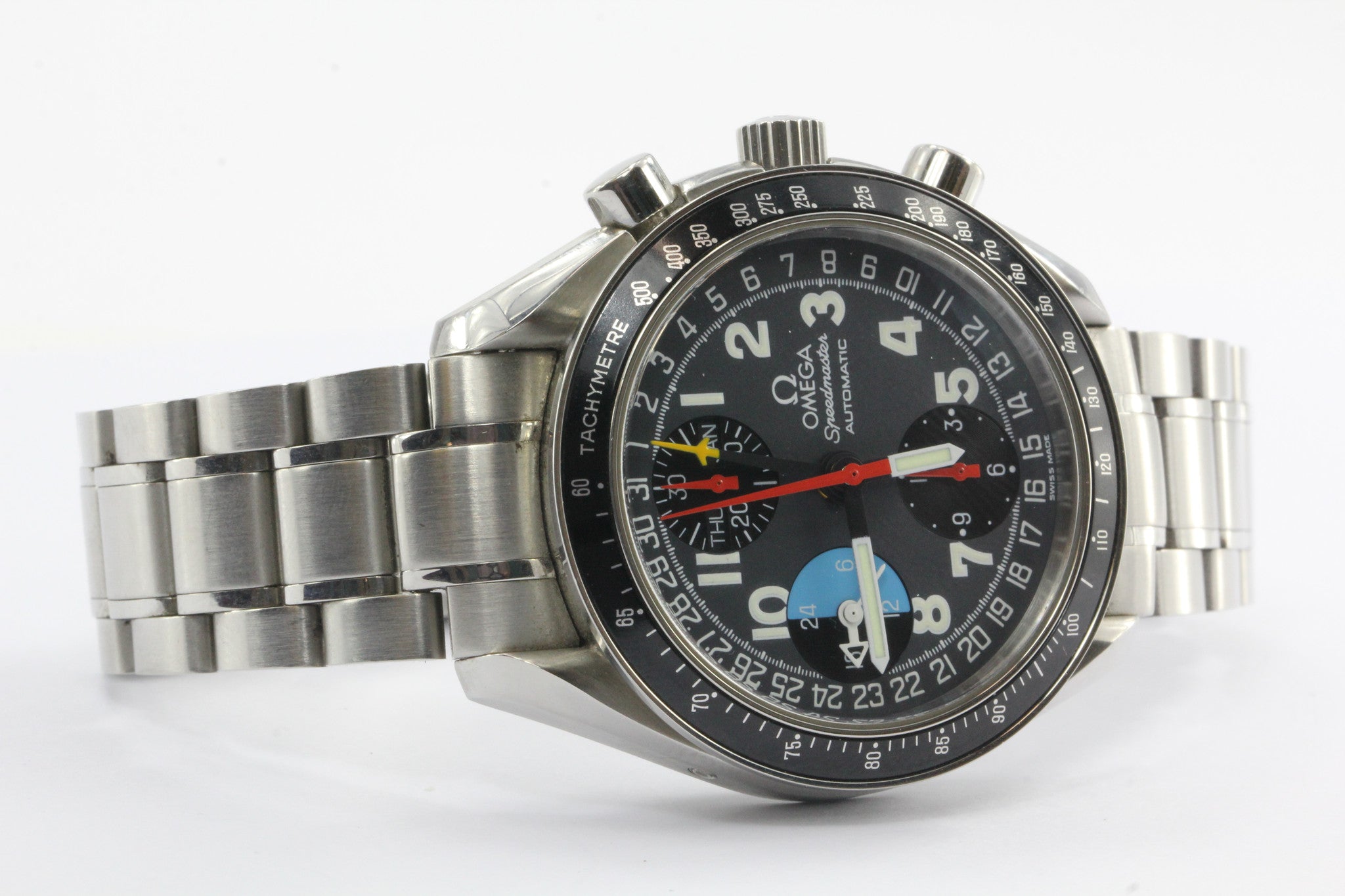 Omega Speedmaster GMT Automatic Mark 40 Chronograph Model 175.0084 Watch w/ box - Queen May