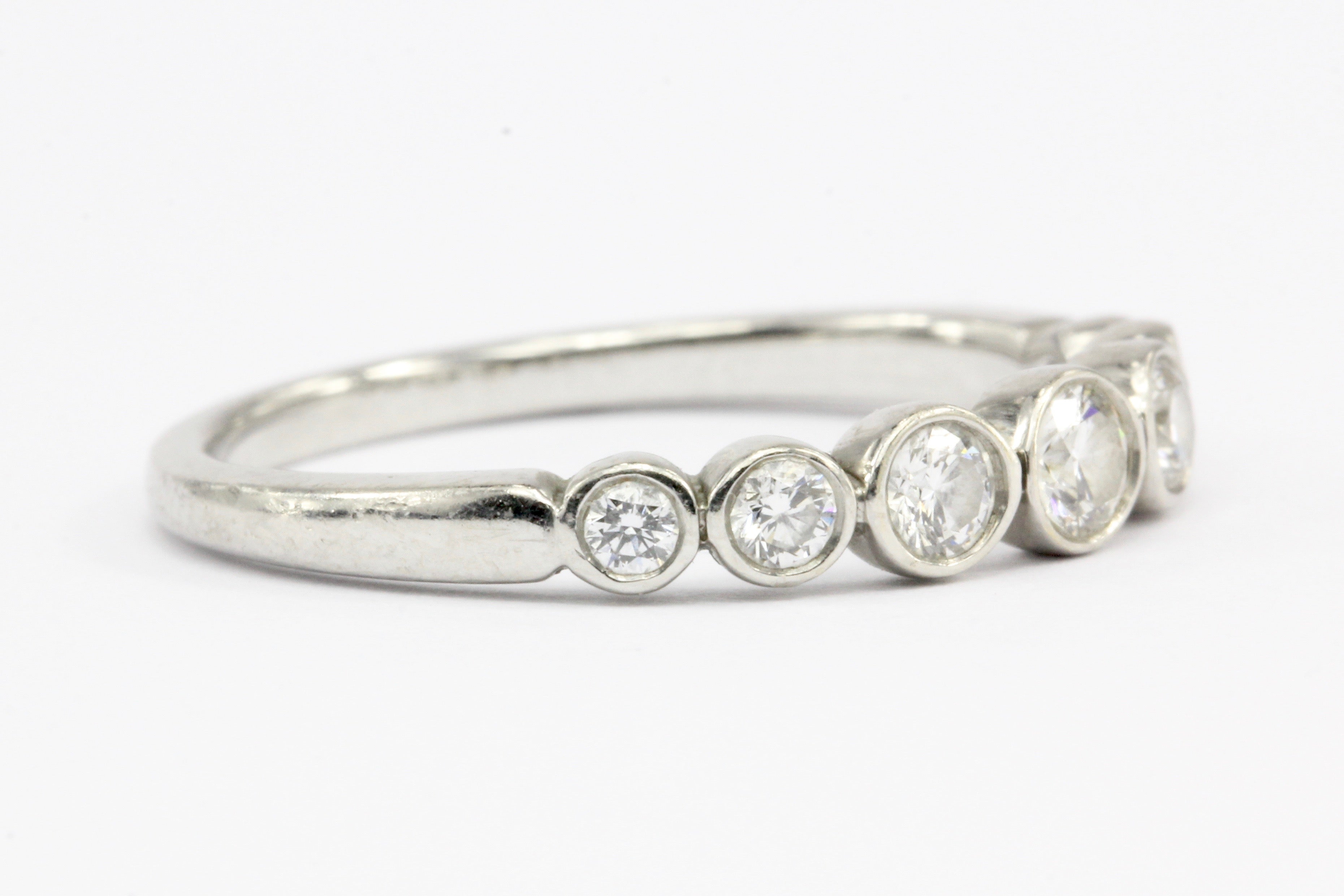Tiffany & Co Jazz Platinum Diamond Graduated Band Ring Size 7.5 - Queen May