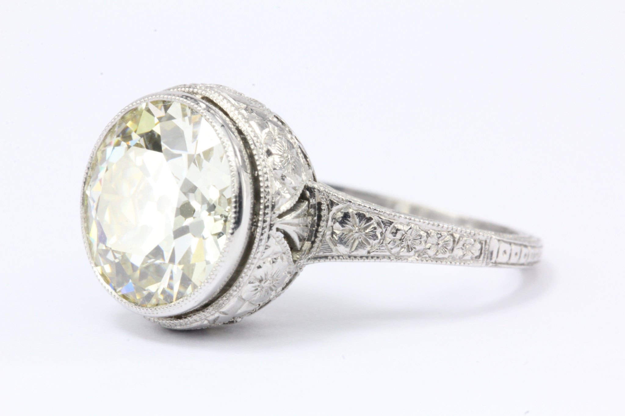 Circa 1915 Edwardian Platinum 3.57 Carat Old European Diamond Engagement Ring c.1915 - Queen May