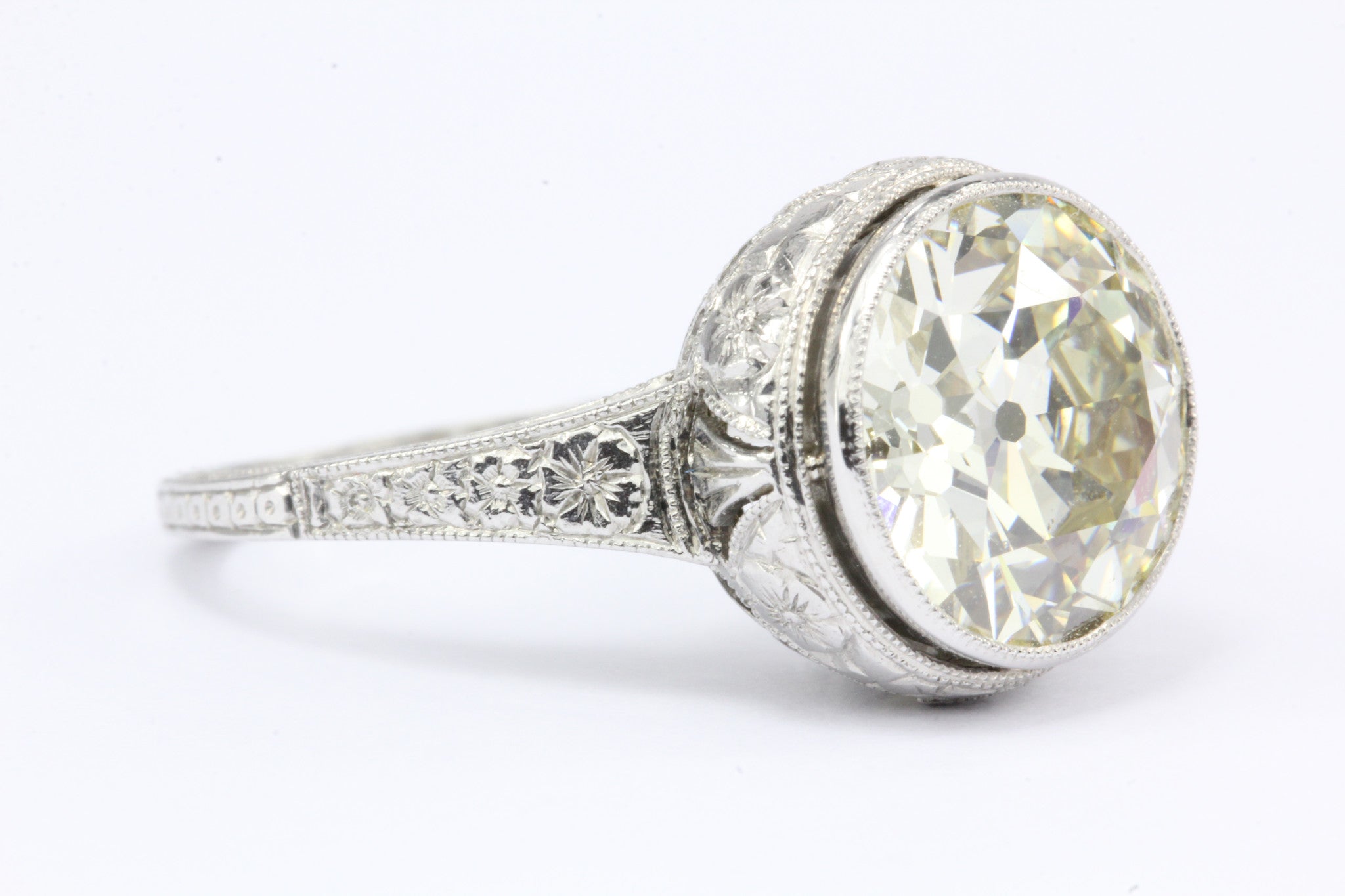 Circa 1915 Edwardian Platinum 3.57 Carat Old European Diamond Engagement Ring c.1915 - Queen May