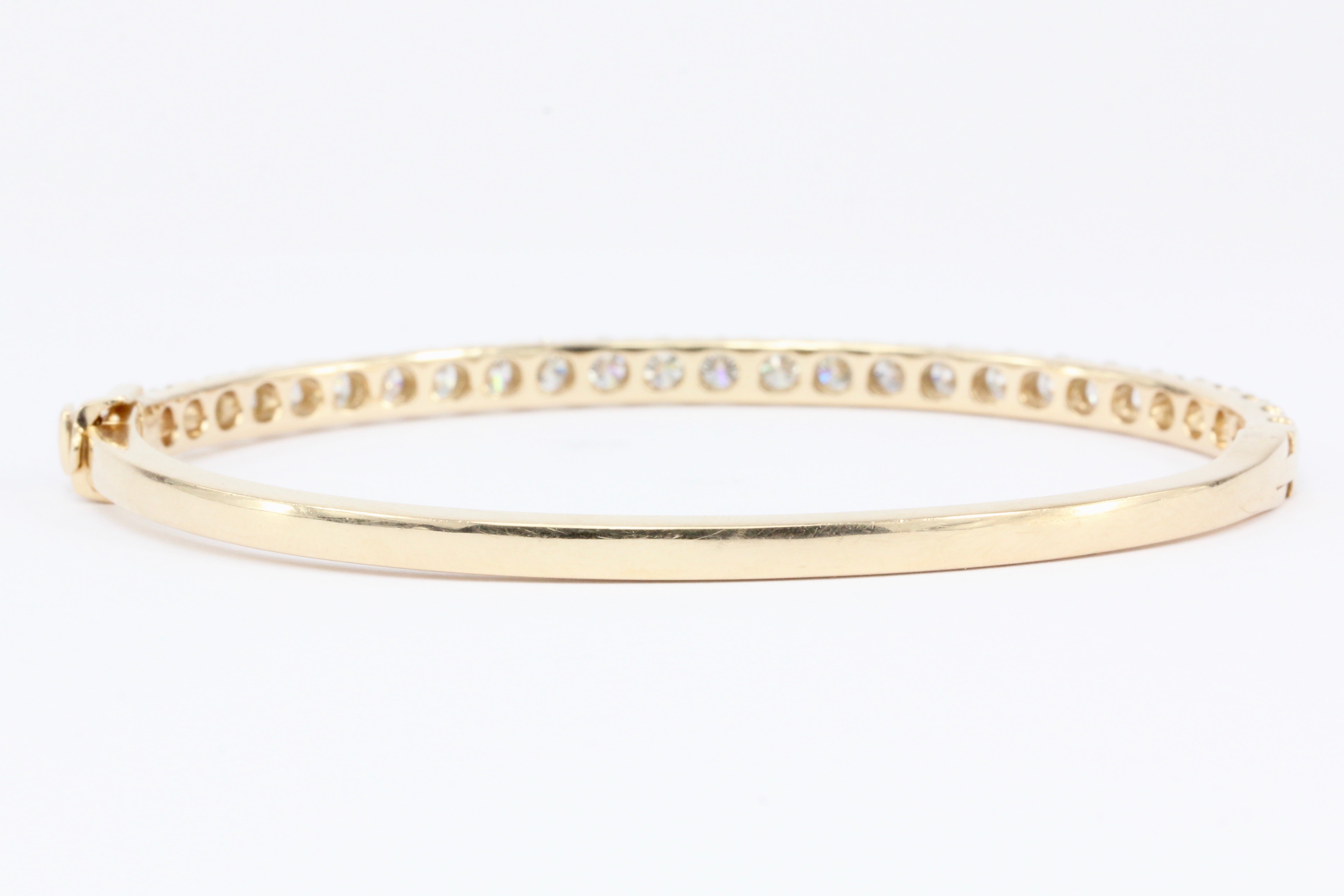 14K Rose Gold 3.12 CT Diamond Bangle Bracelet - Queen May