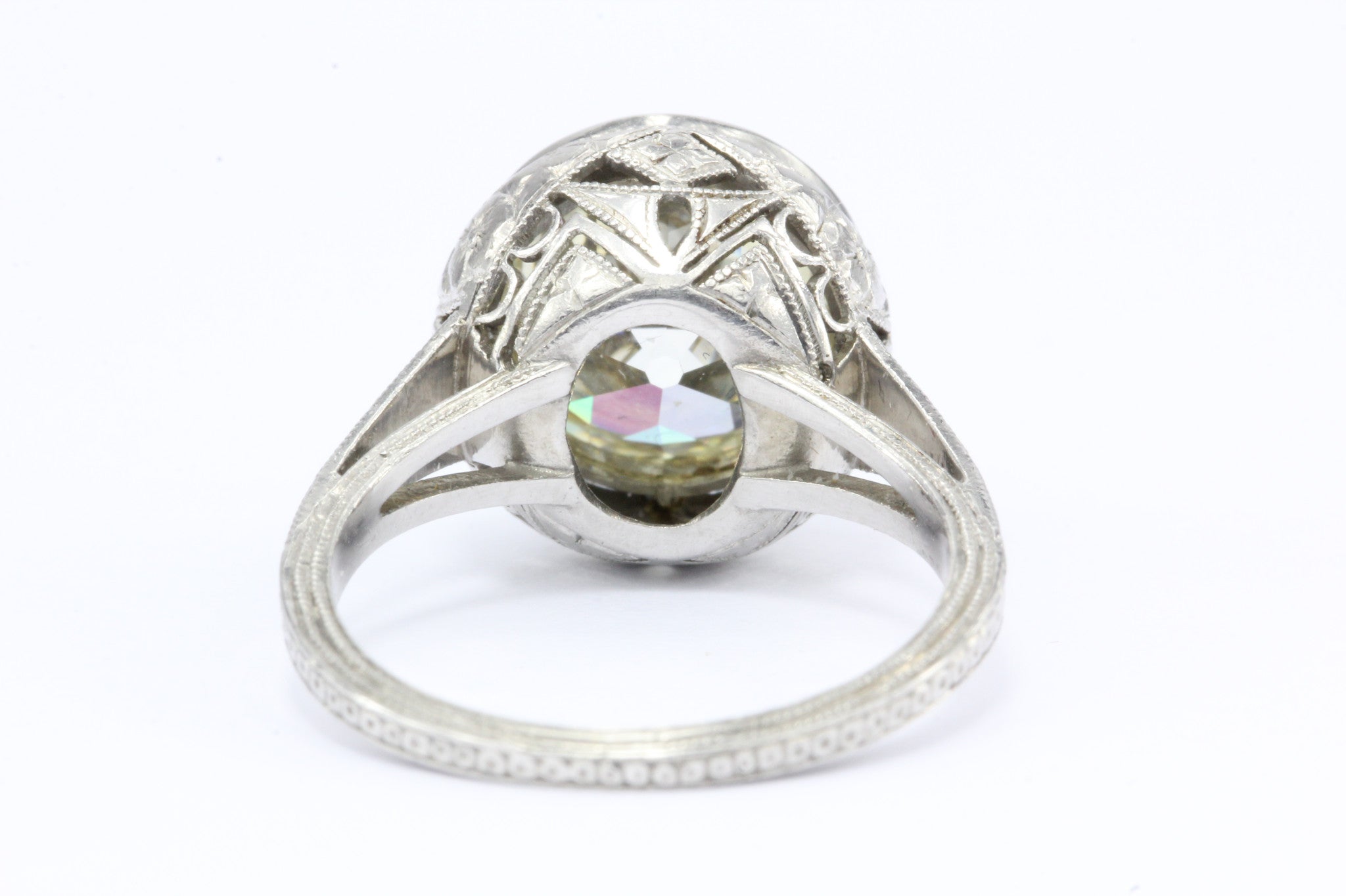 Circa 1915 Edwardian Platinum 3.57 Carat Old European Diamond Engagement Ring c.1915 - Queen May