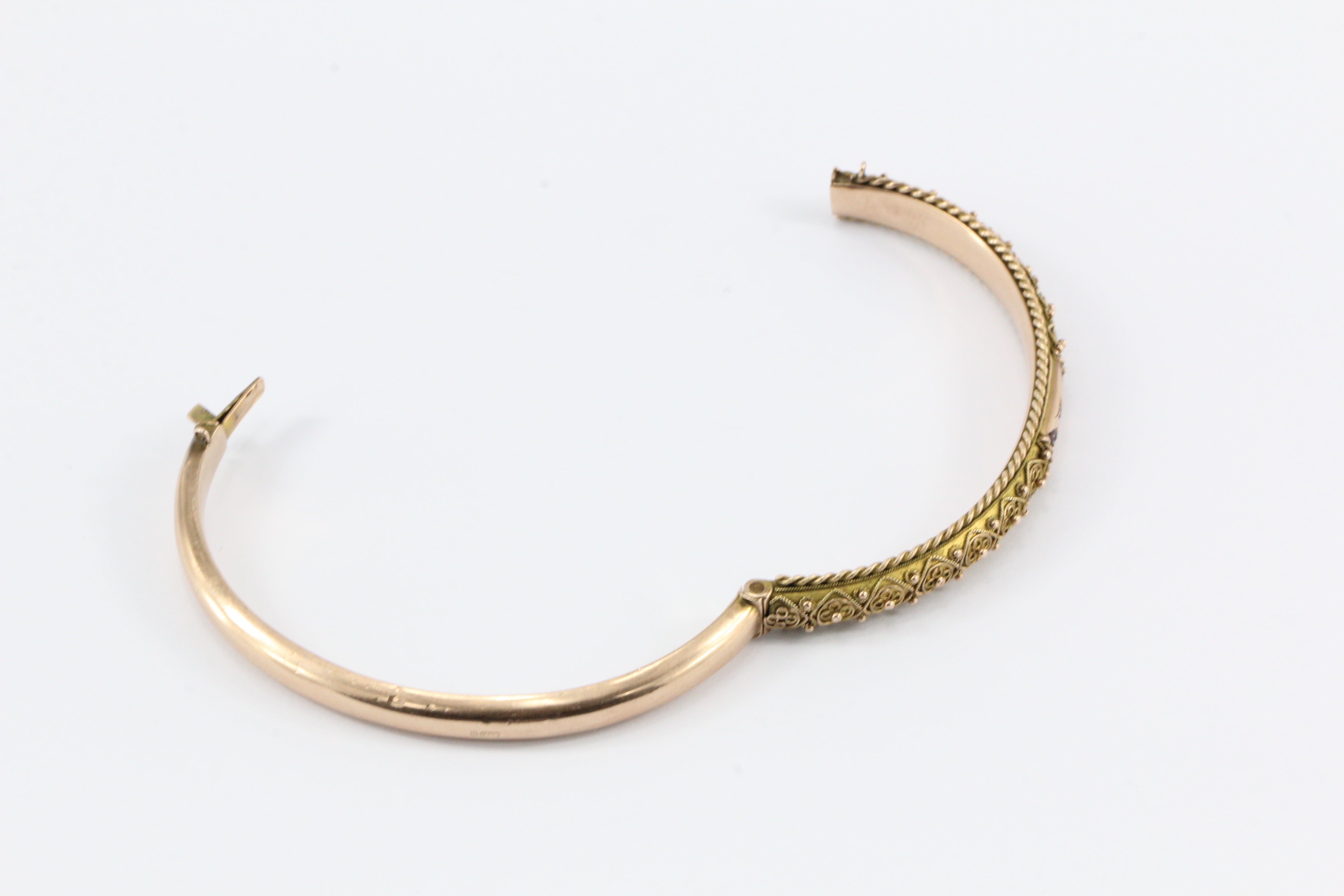 Edwardian Payton, Pepper & Sons 9 CT Ruby and Diamond Bangle Bracelet c.1902 - Queen May