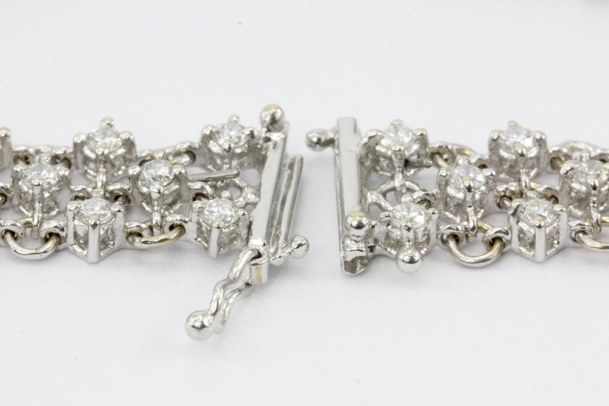 18k White gold 2 CTW Diamond Woven Bracelet - Queen May