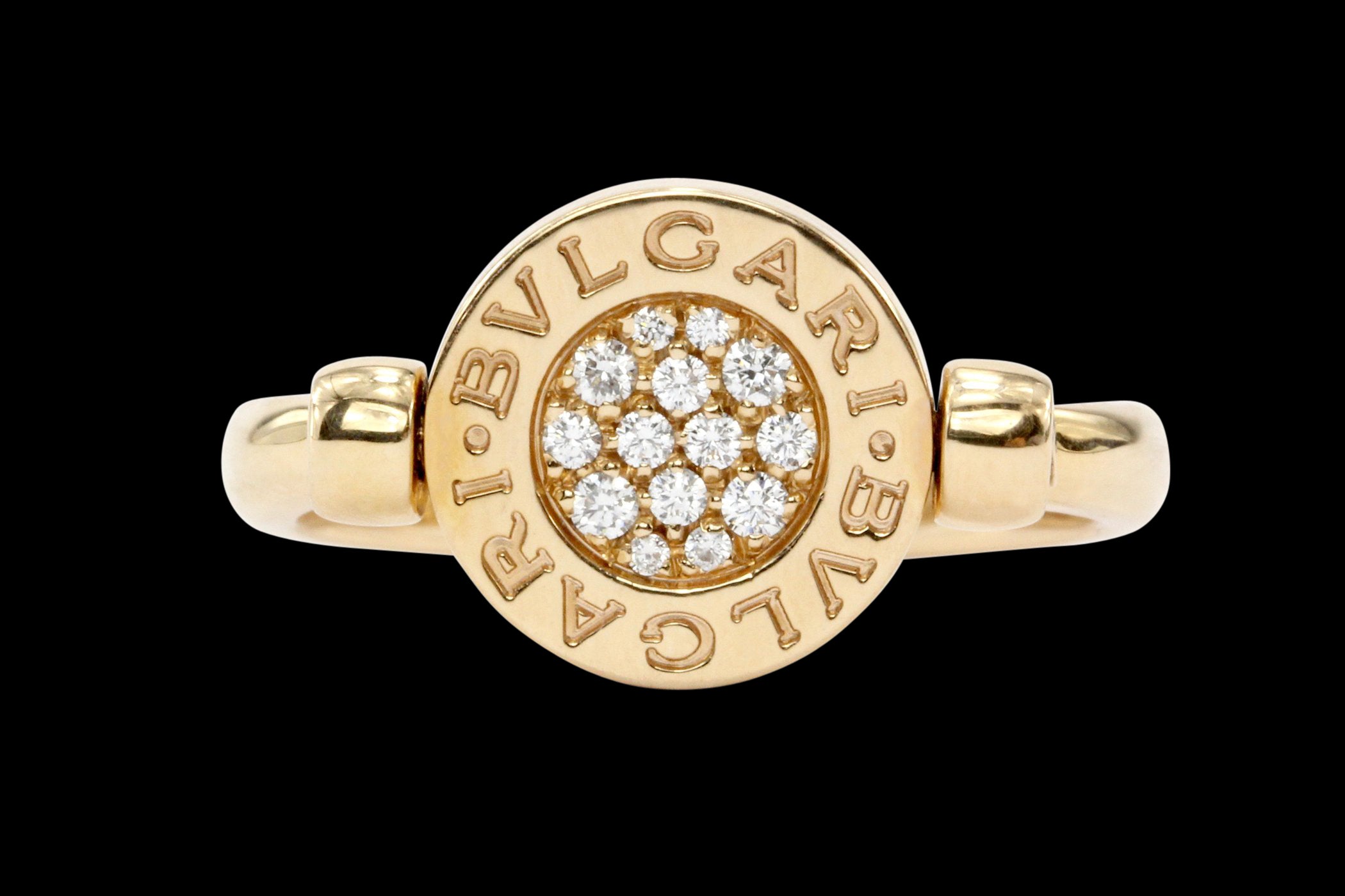 Bvlgari 18K Rose Gold Flip Ring Set w/Mother of Pearl and Pave Diamonds - Queen May