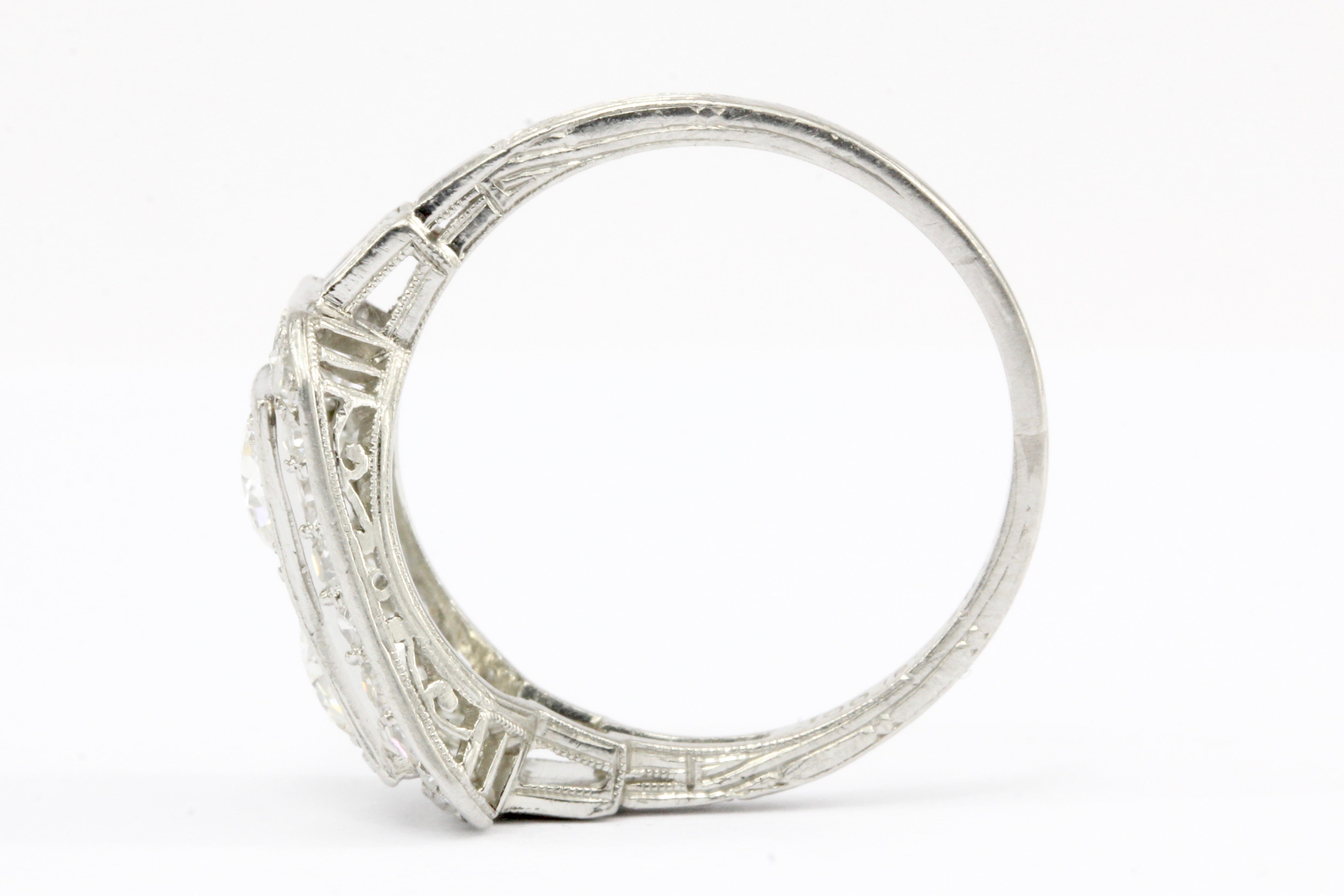 Art Deco Platinum Double Diamond Toi et Moi Ring Size 5.75 - Queen May