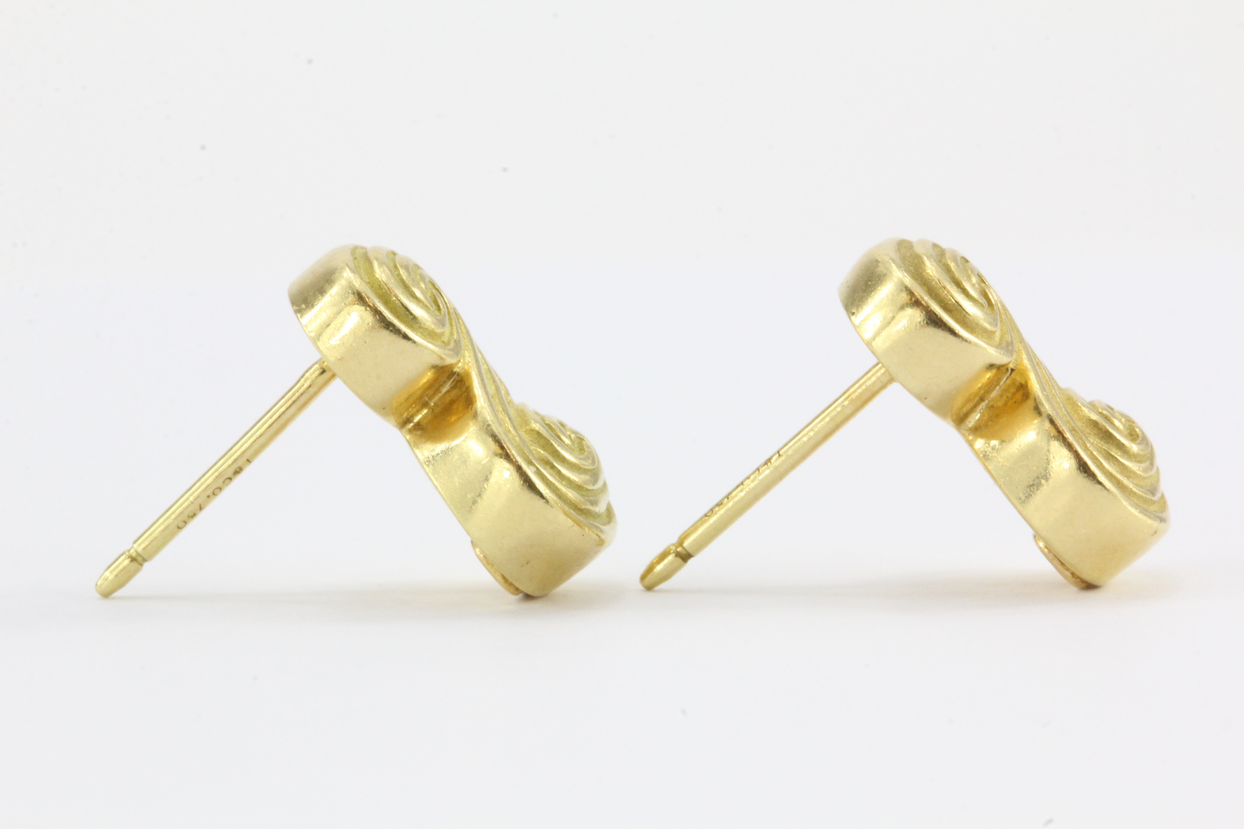 Tiffany & Co 18K Yellow Gold Swirl Earrings - Queen May