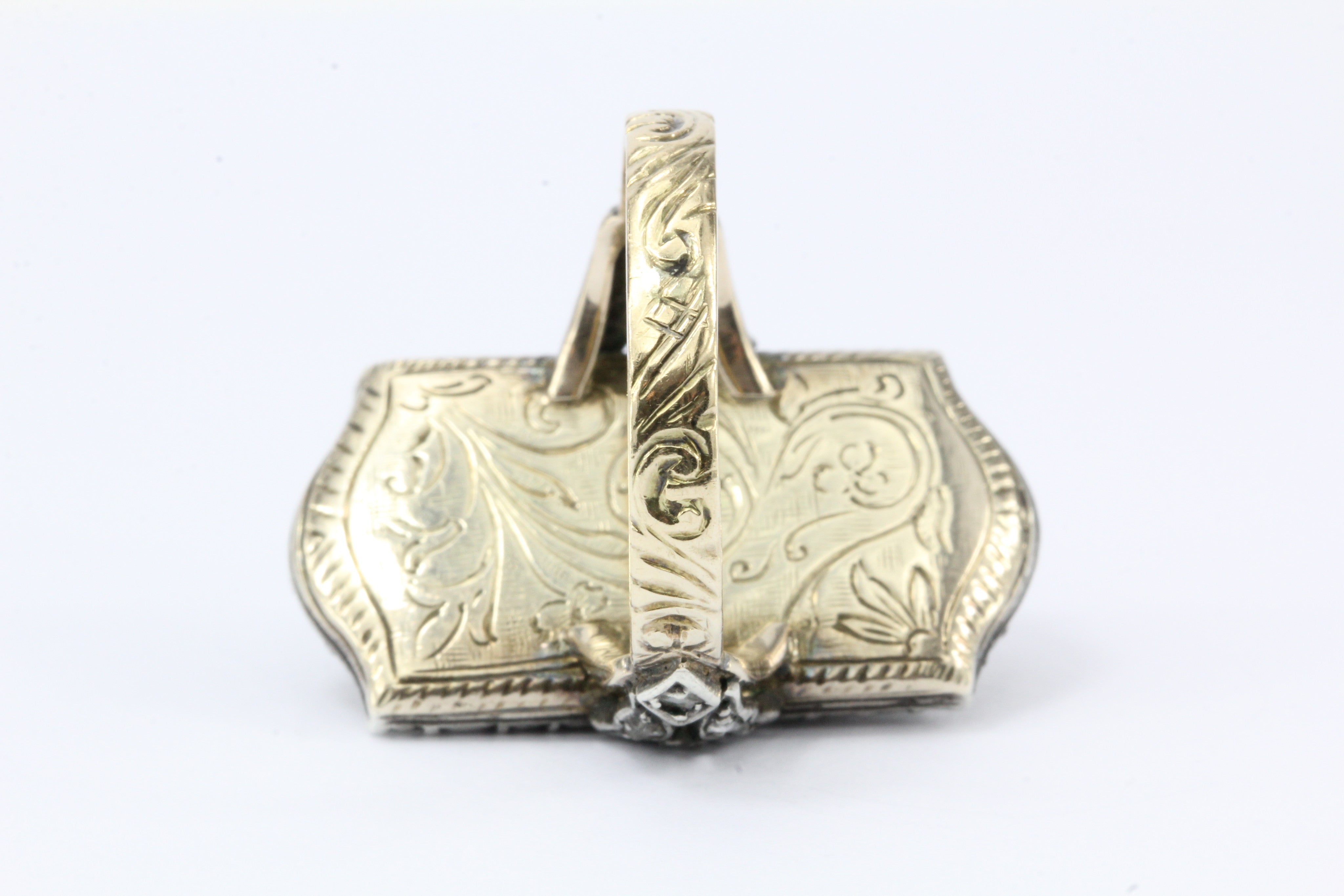 Georgian Revival Gold & Silver Chrysoprase Floral Bohemian Ring c.1930 - Queen May