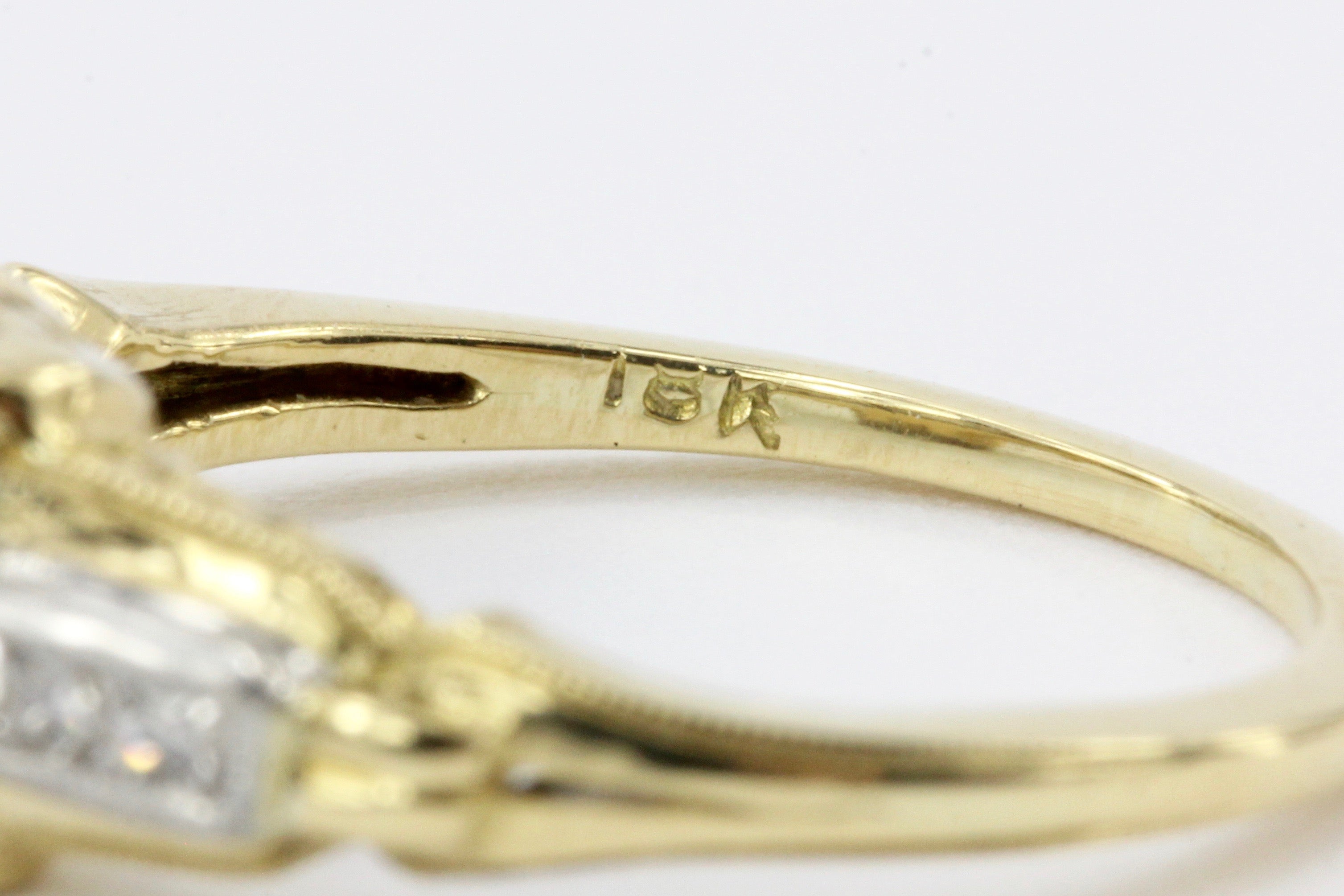 Retro 18K White & Yellow Gold .16 CTR Diamond Ring - Queen May