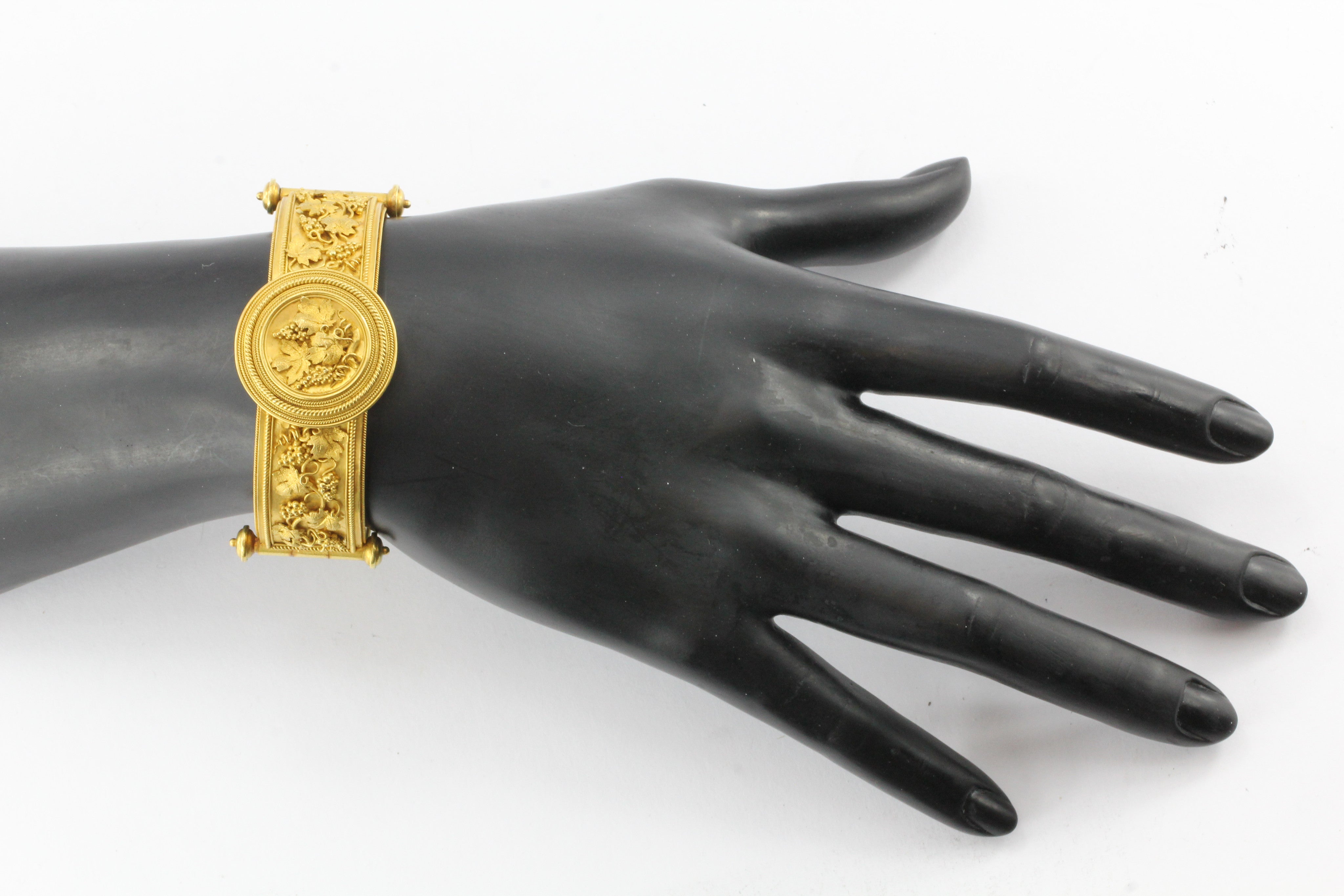 Victorian 22k Gold Etruscan Revival Grape Bangle Bracelet c.1870 - Queen May