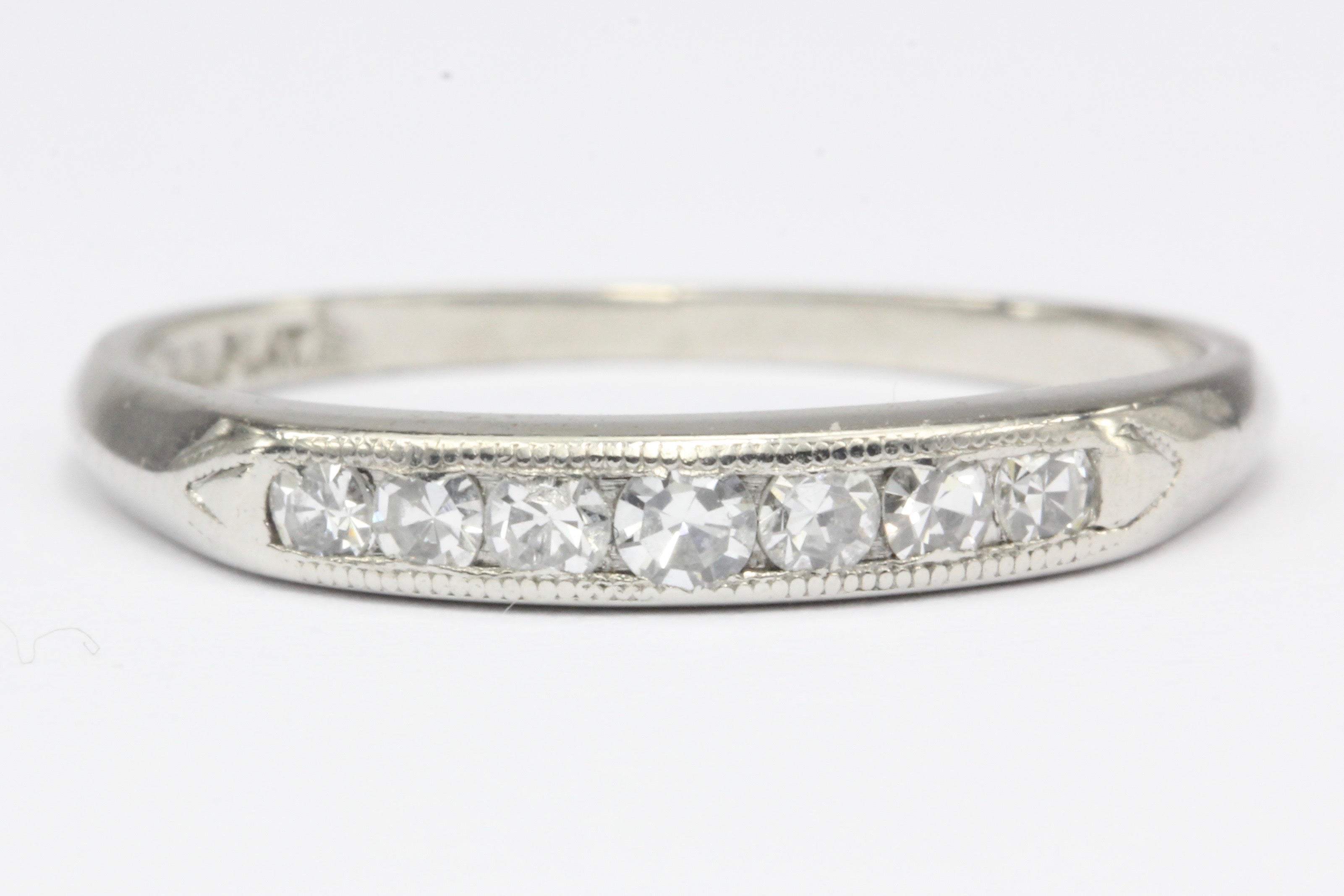 Art Deco Platinum .25 CTW Diamond Half Band Size 5.5 - Queen May