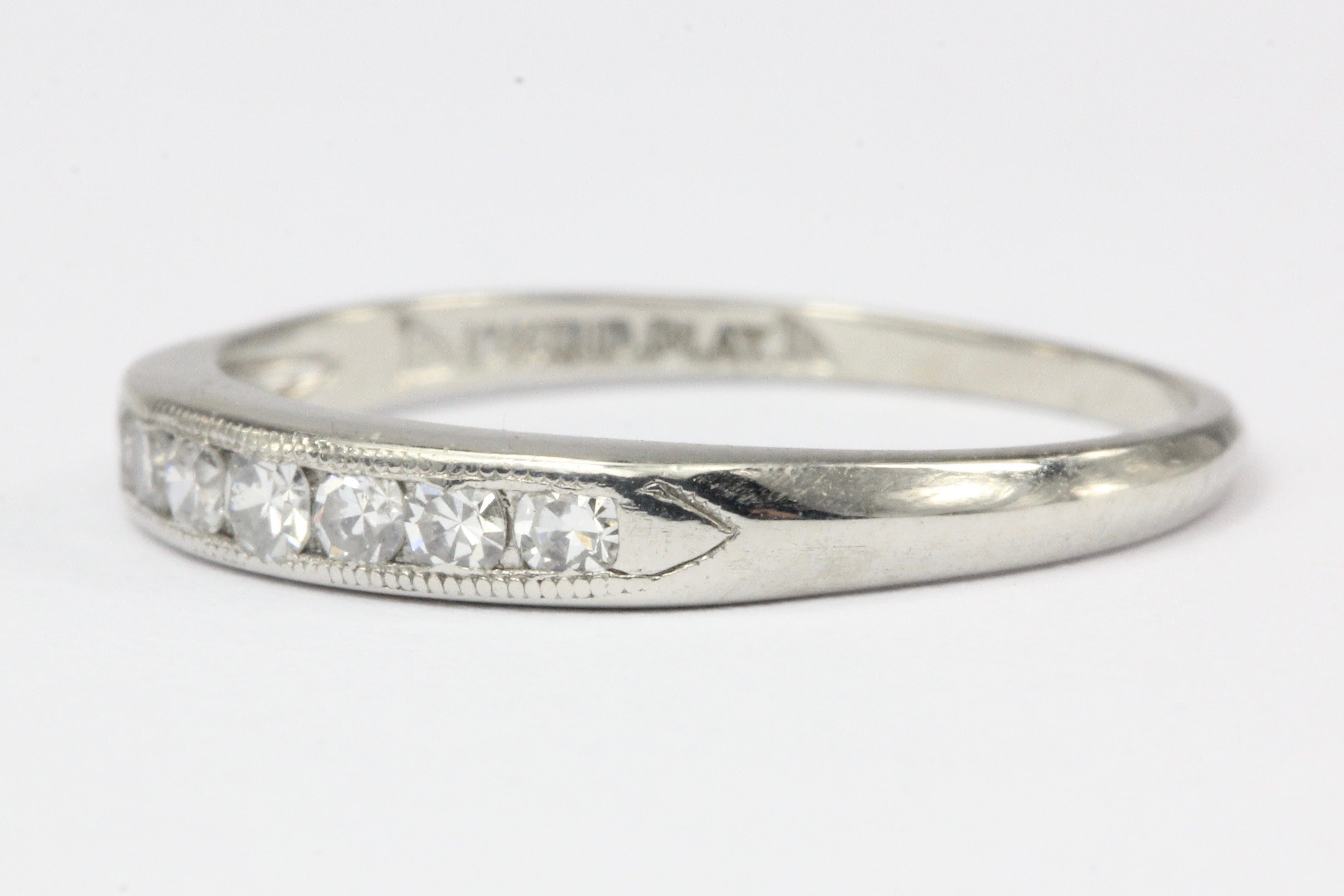 Art Deco Platinum .25 CTW Diamond Half Band Size 5.5 - Queen May