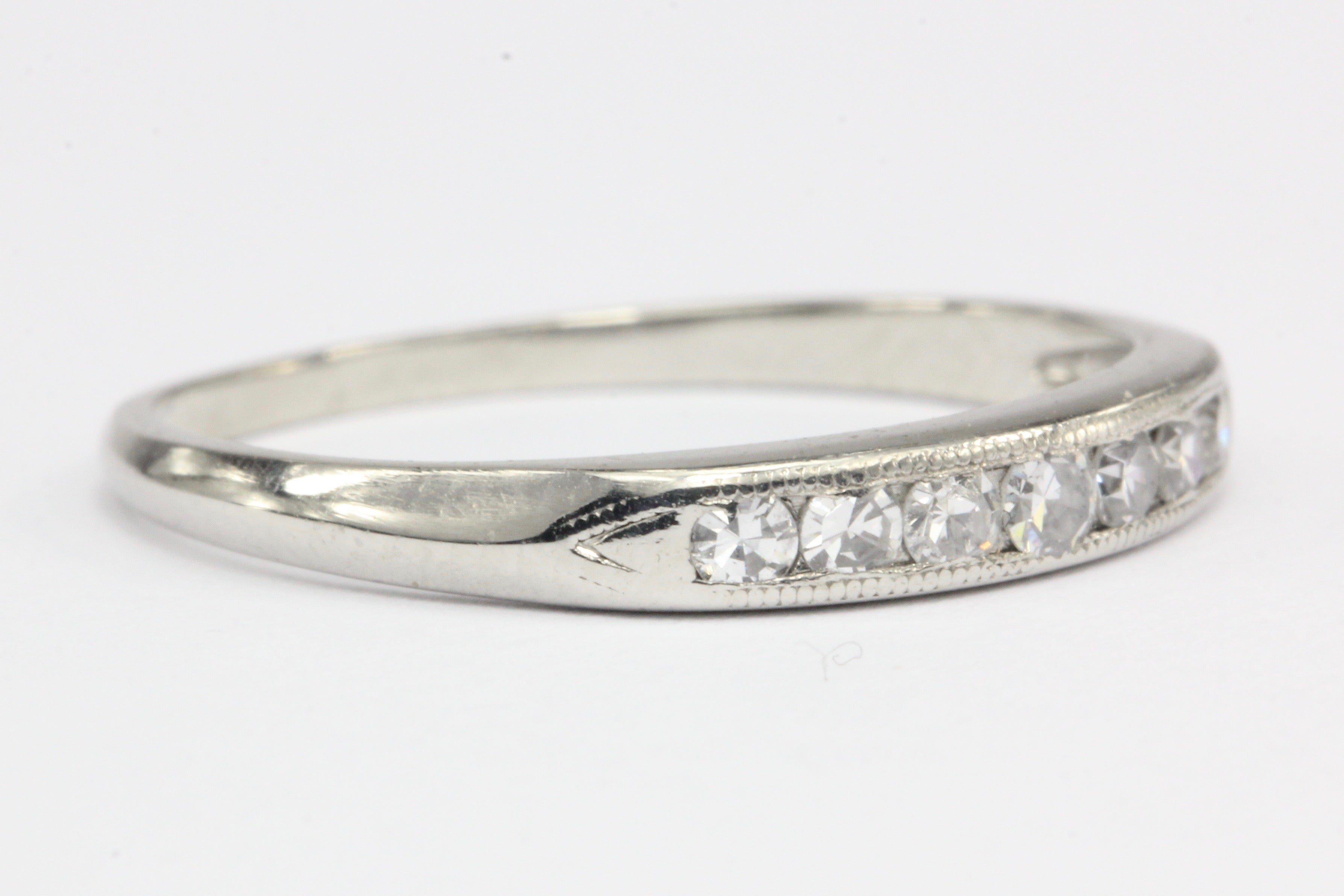Art Deco Platinum .25 CTW Diamond Half Band Size 5.5 - Queen May