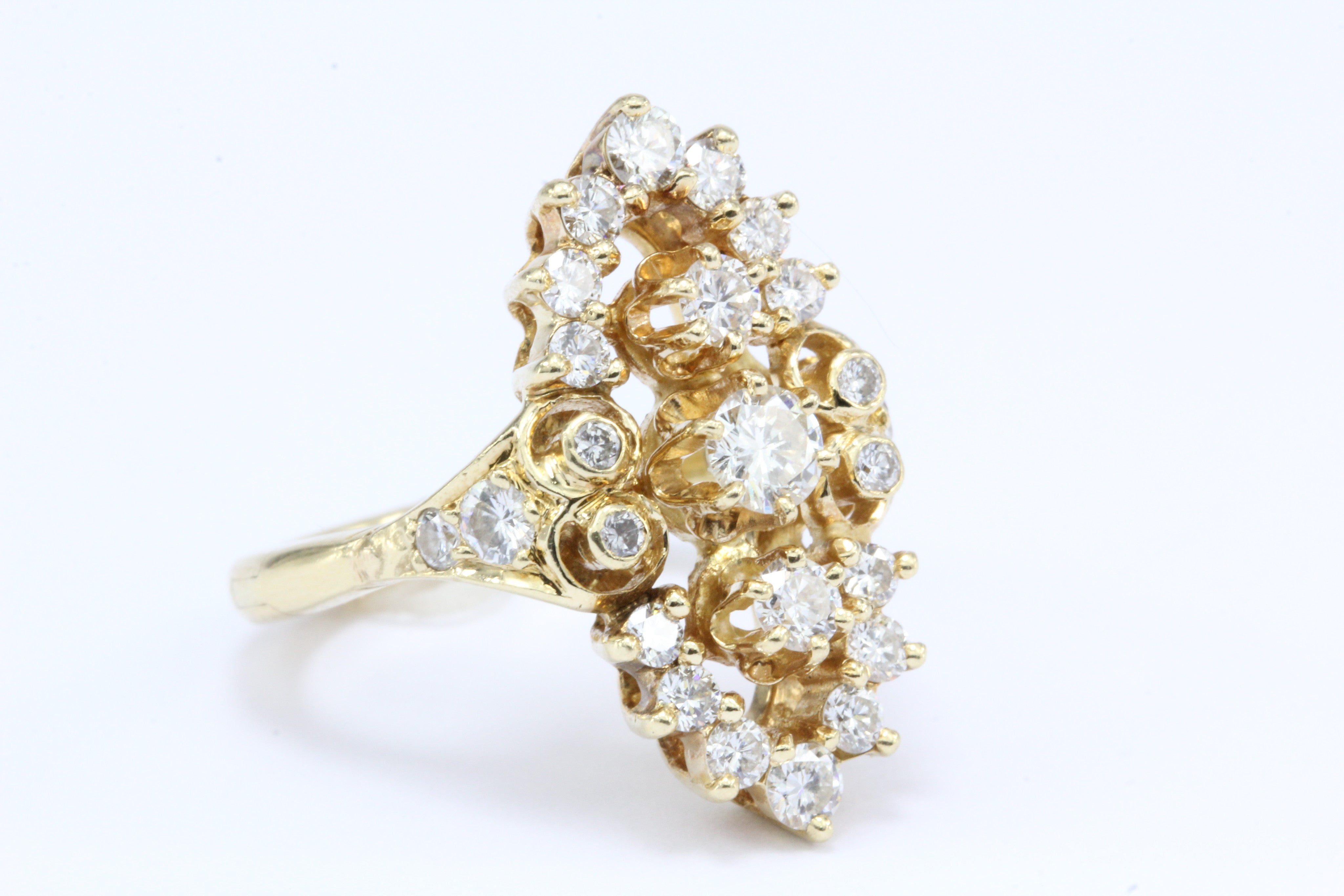 Victorian Revival 14K Gold Diamond Ring - Queen May