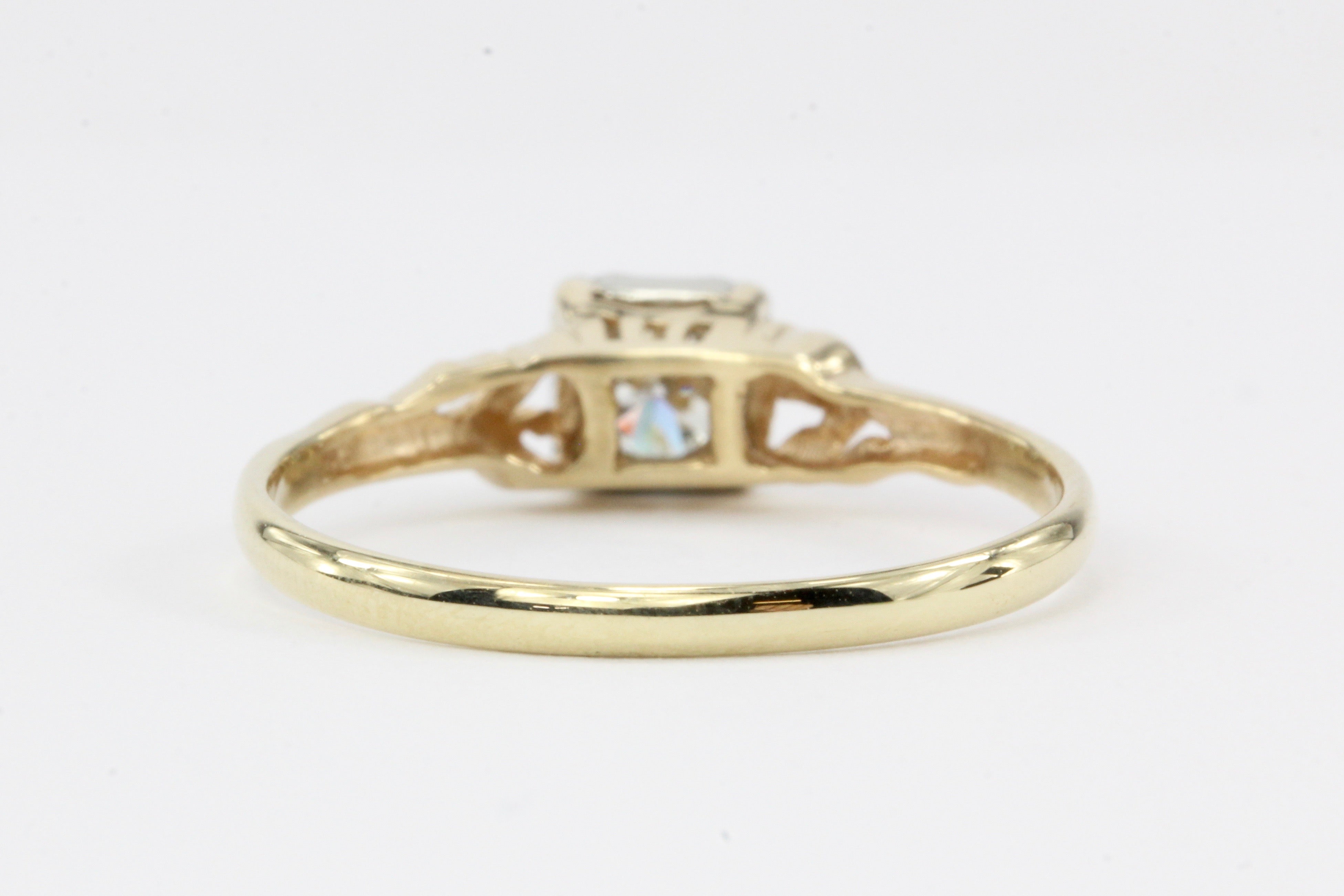 Retro 14K Yellow Gold .35 CT Diamond Engagement Ring - Queen May