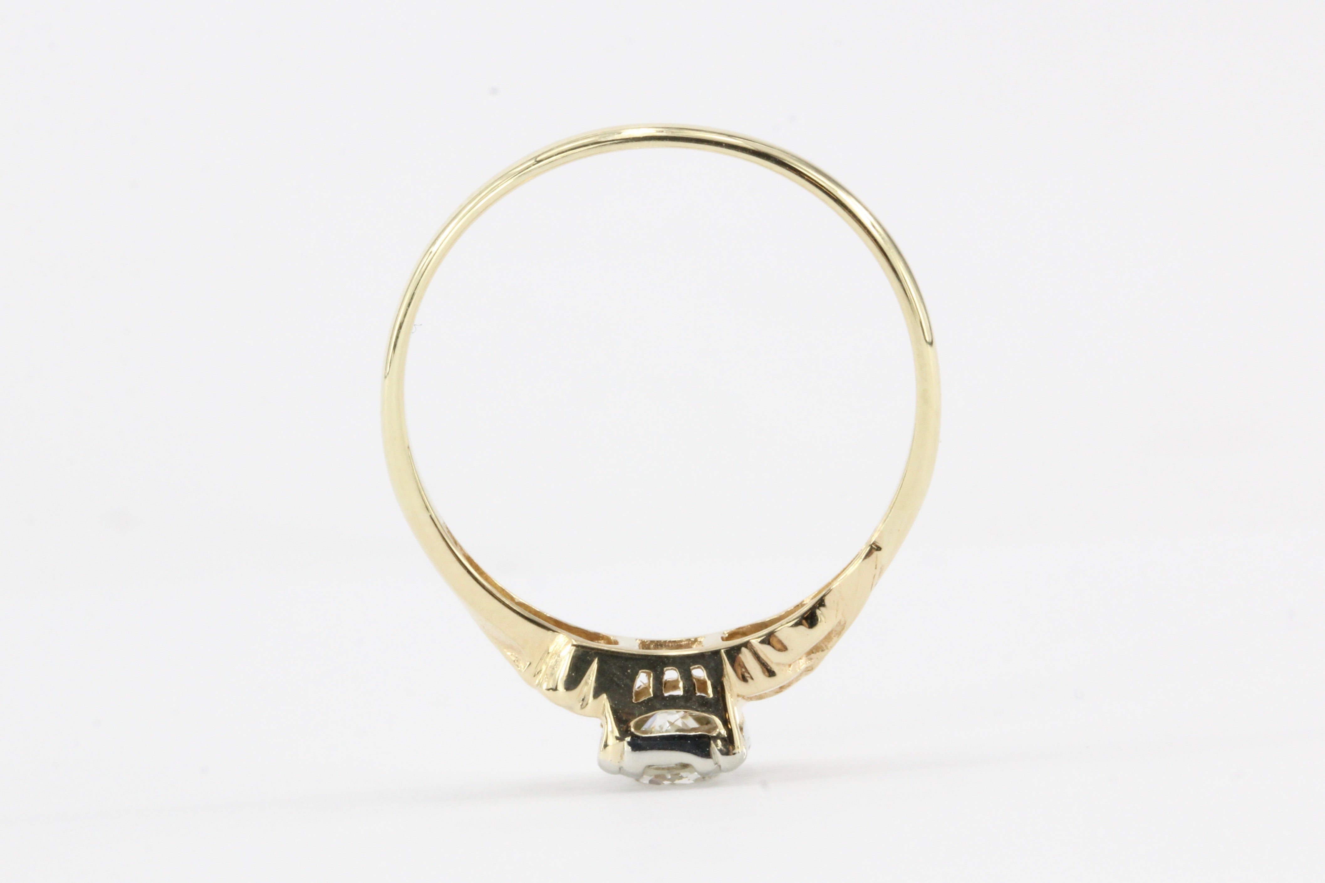 Retro 14K Yellow Gold .35 CT Diamond Engagement Ring - Queen May