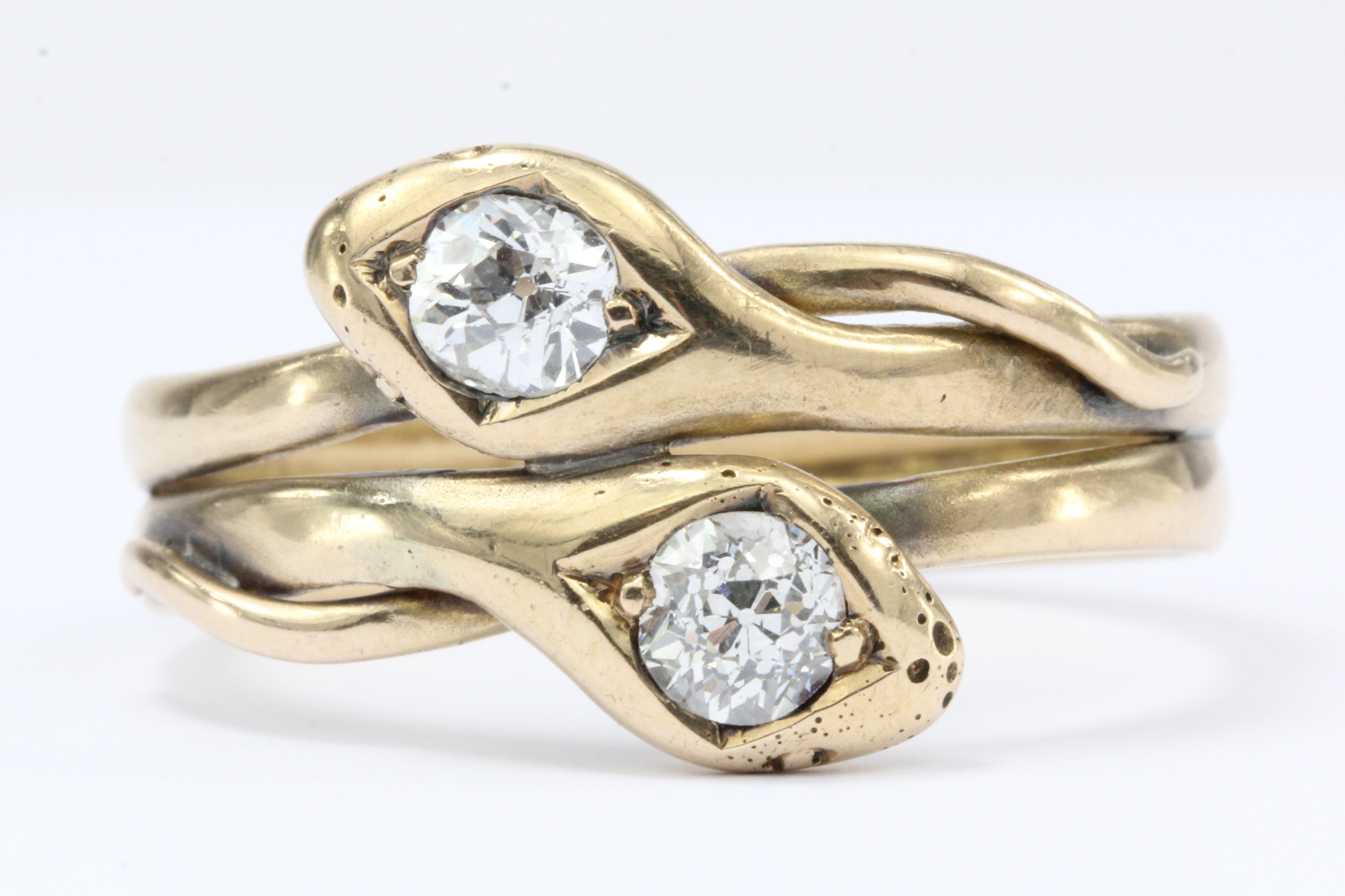 Victorian Entwined Diamond Snake 14K Gold Ring Band c.1890 - Queen May