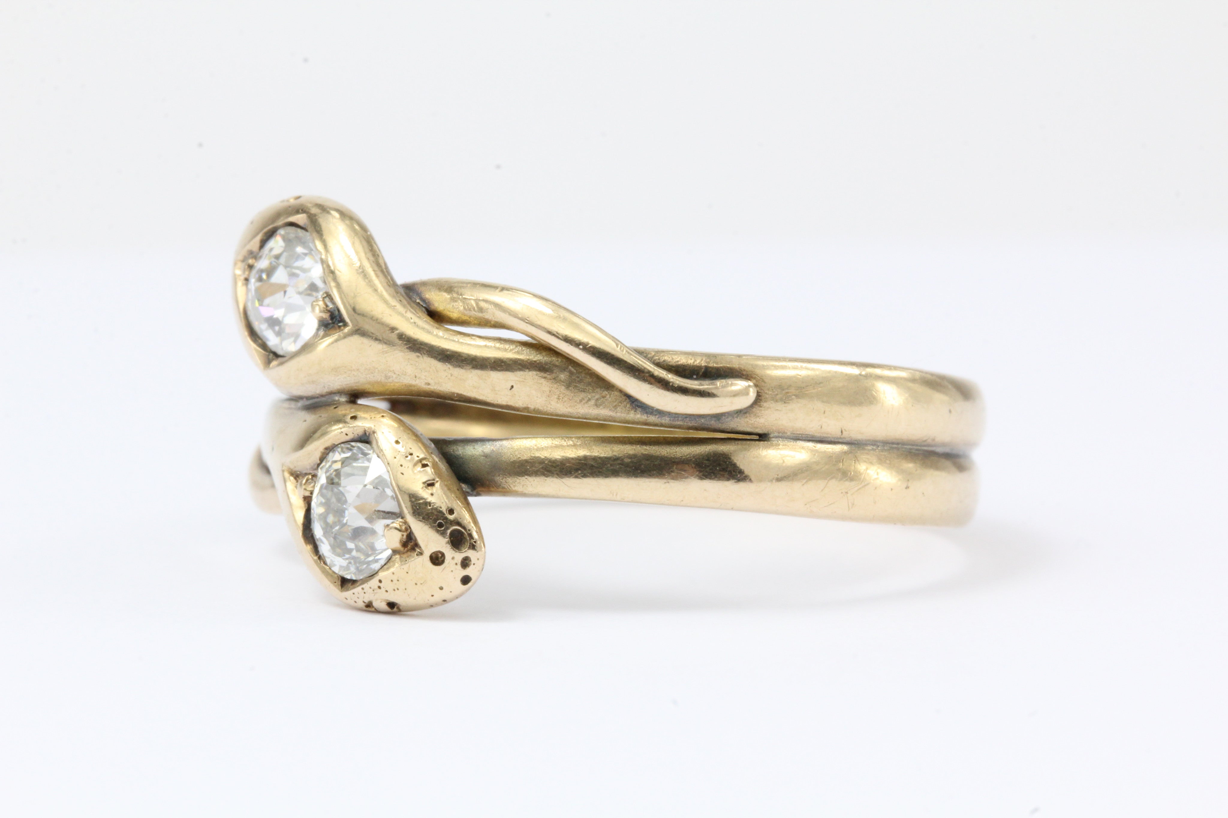 Victorian Entwined Diamond Snake 14K Gold Ring Band c.1890 - Queen May