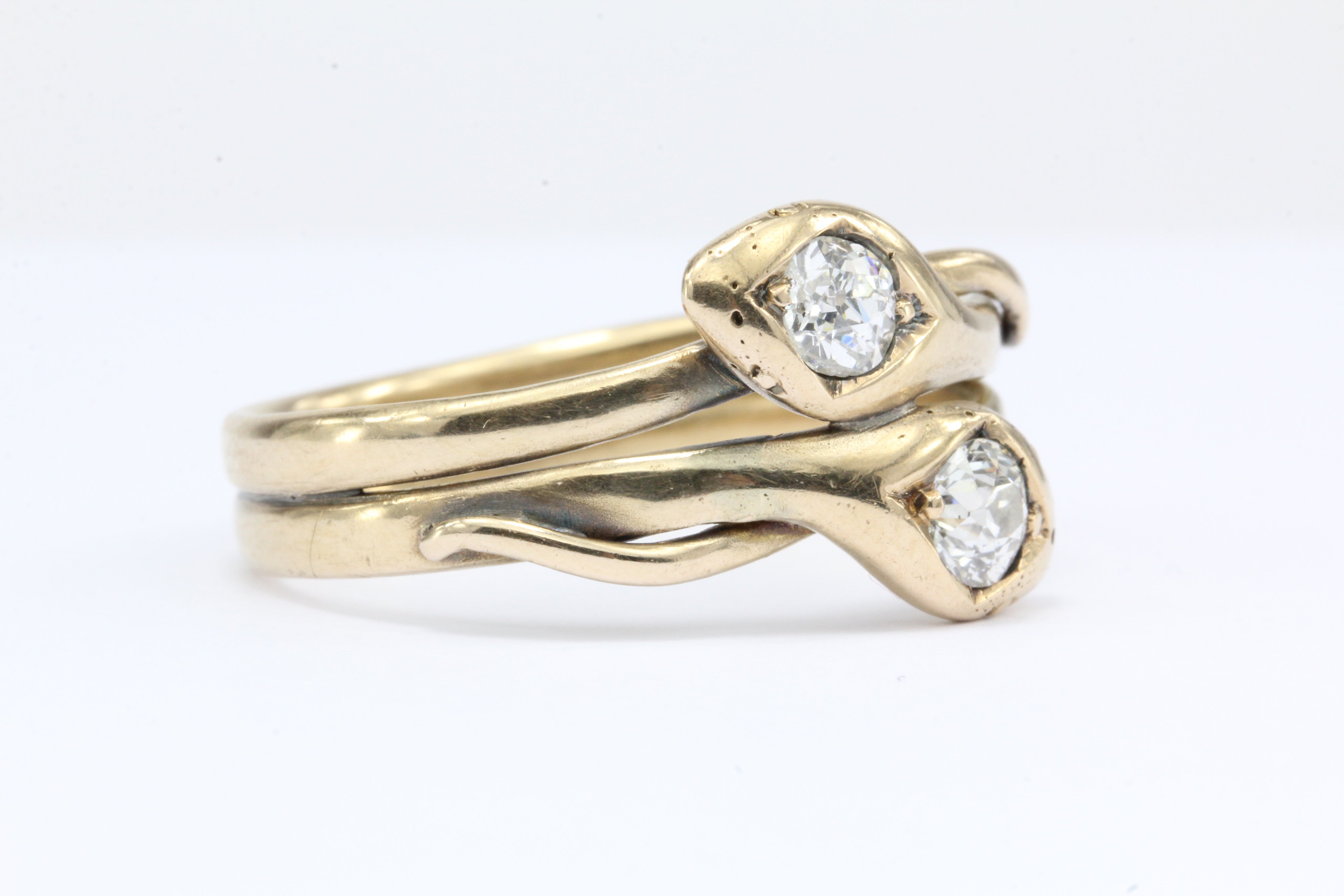 Victorian Entwined Diamond Snake 14K Gold Ring Band c.1890 - Queen May