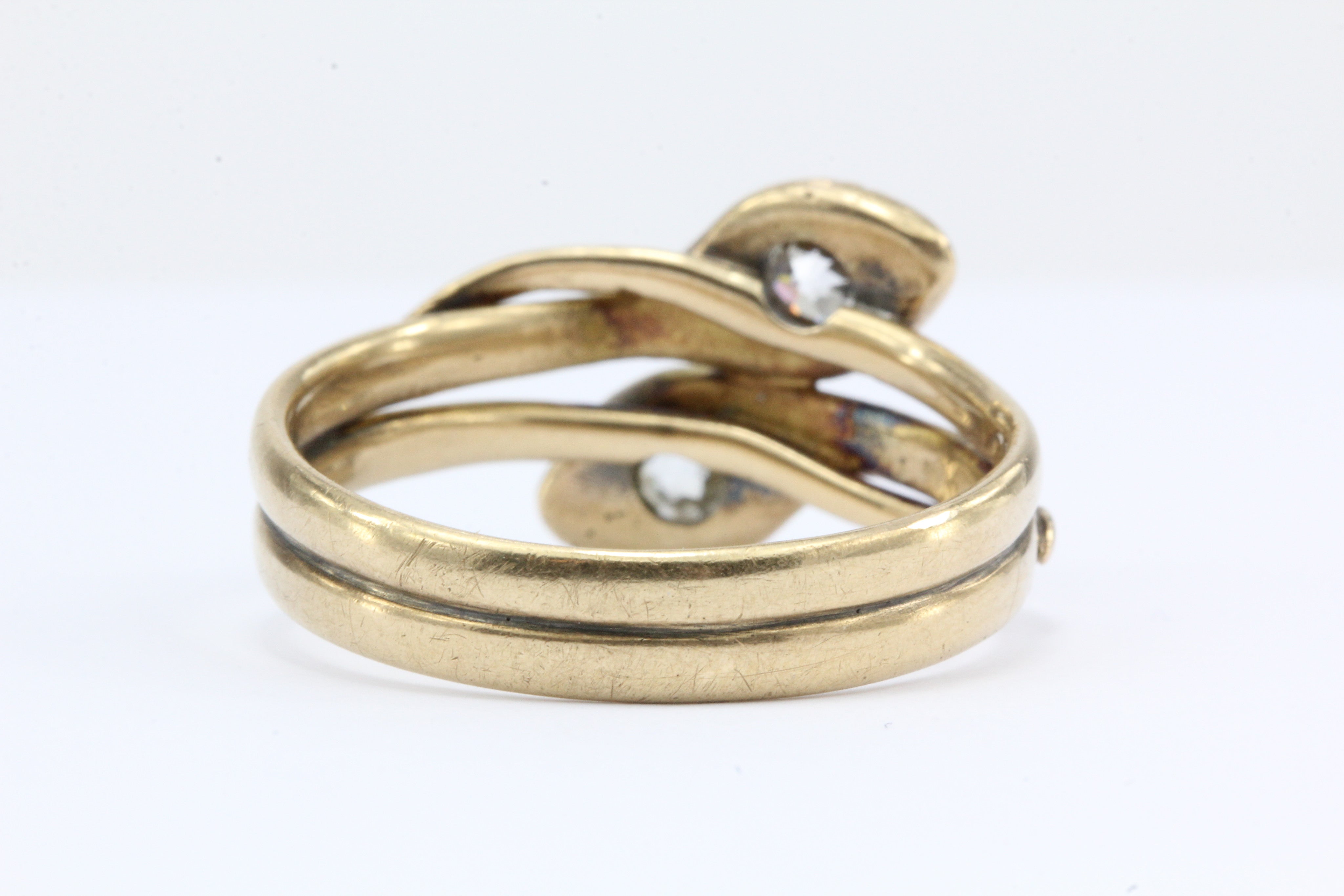 Victorian Entwined Diamond Snake 14K Gold Ring Band c.1890 - Queen May