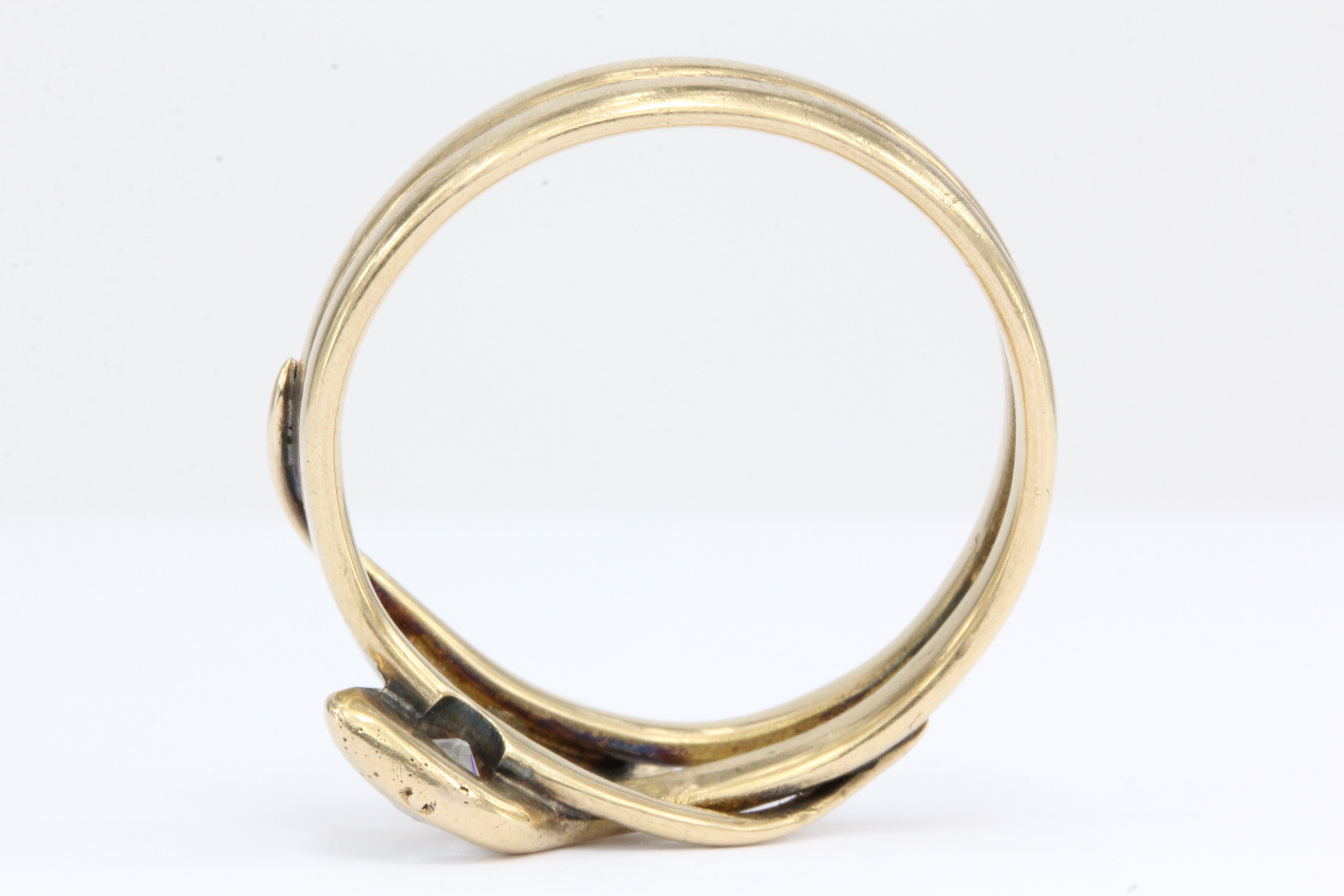 Victorian Entwined Diamond Snake 14K Gold Ring Band c.1890 - Queen May