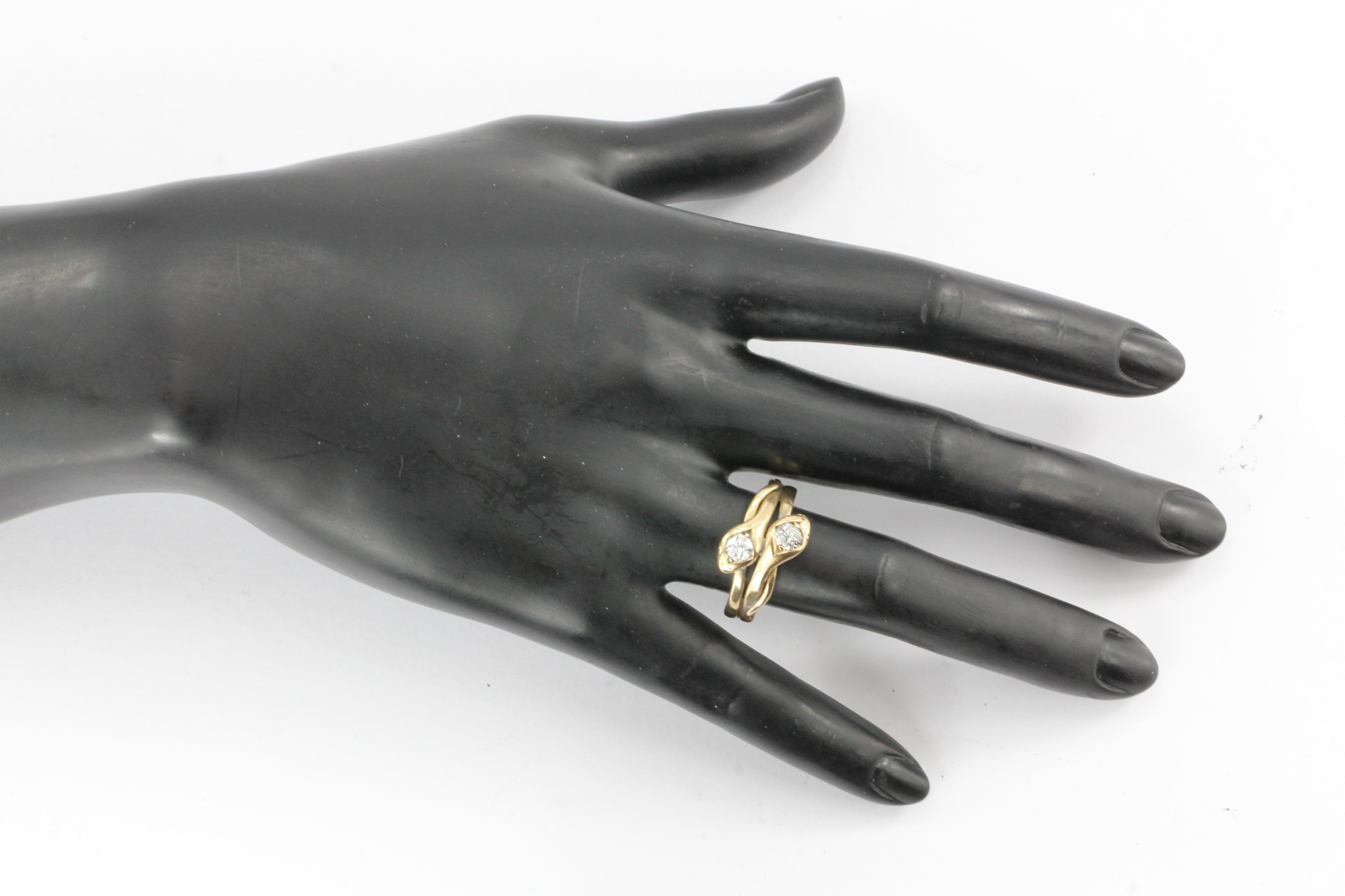 Victorian Entwined Diamond Snake 14K Gold Ring Band c.1890 - Queen May