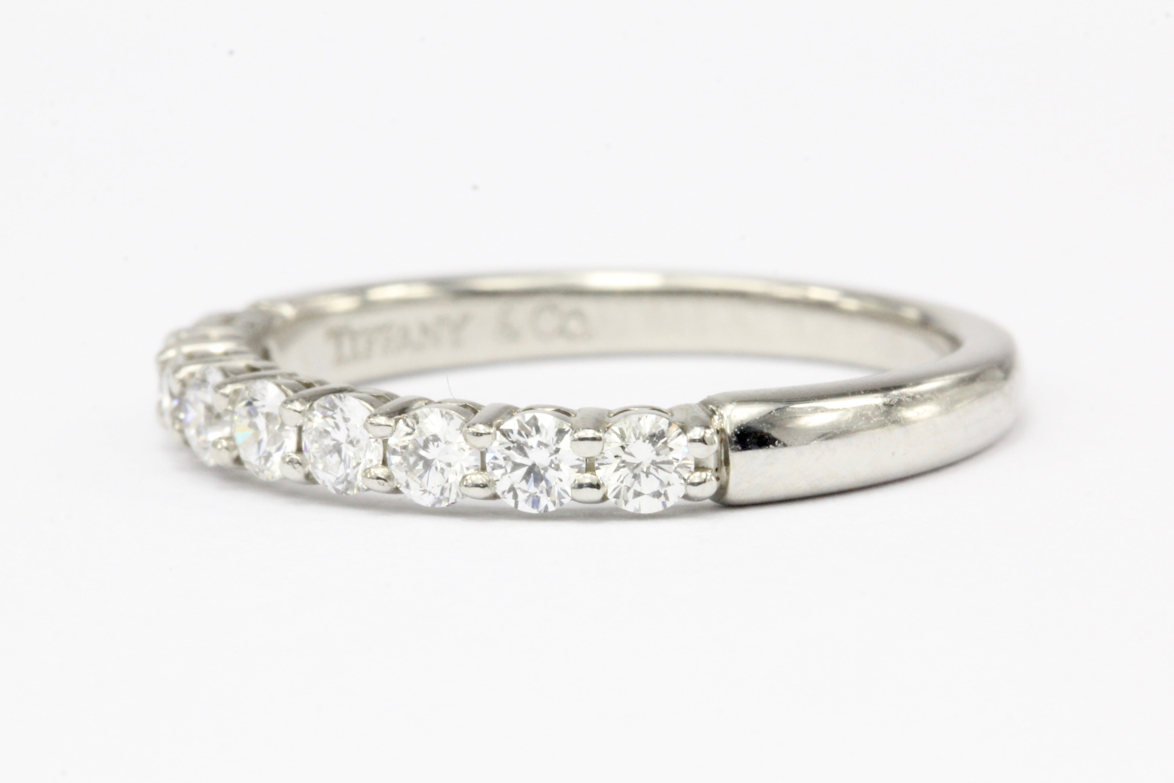 Tiffany & Co Platinum Embrace Diamond Half Band Ring Size 4 - Queen May