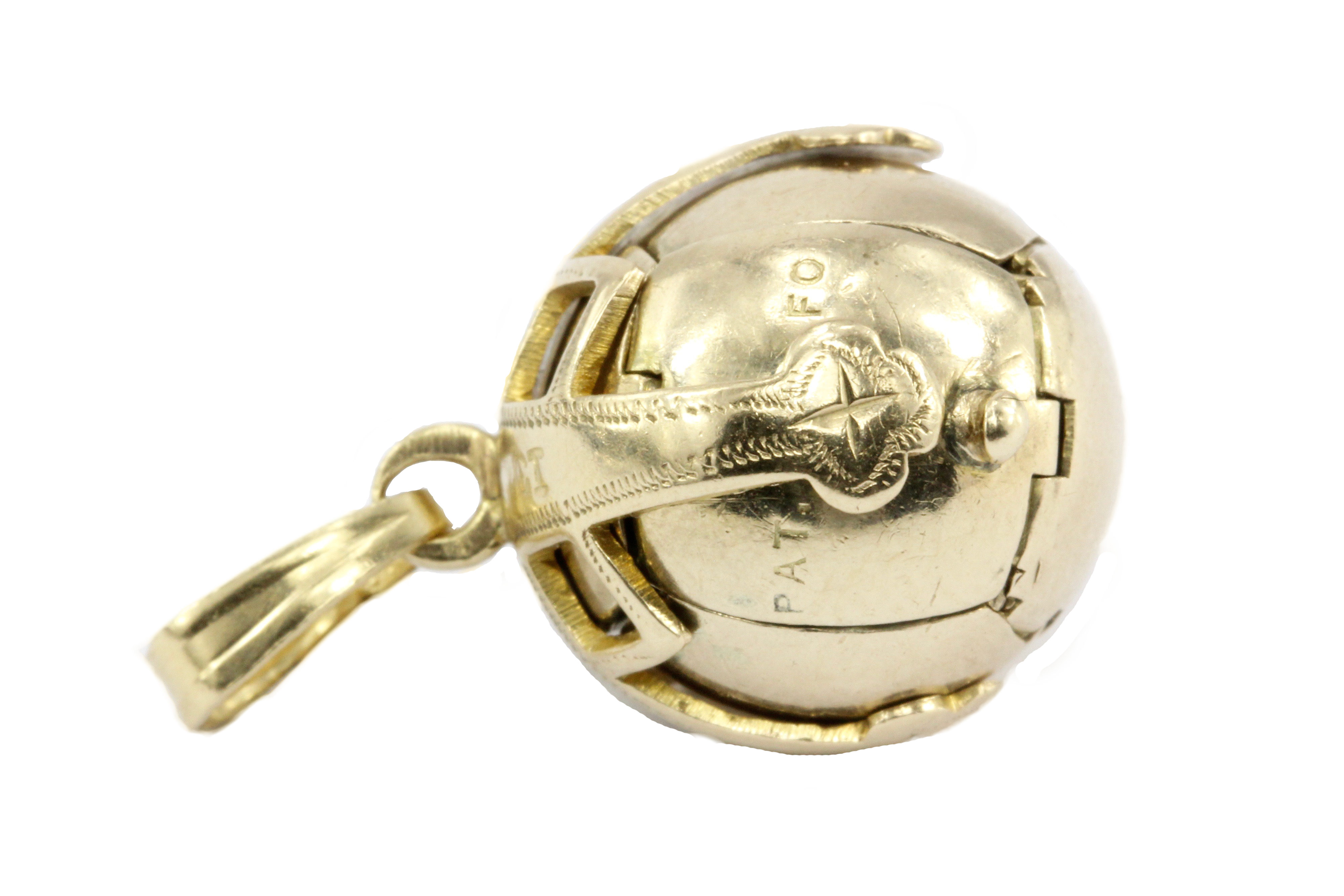 Victorian 9K Yellow Gold Masonic Orb Ball Pendant - Queen May