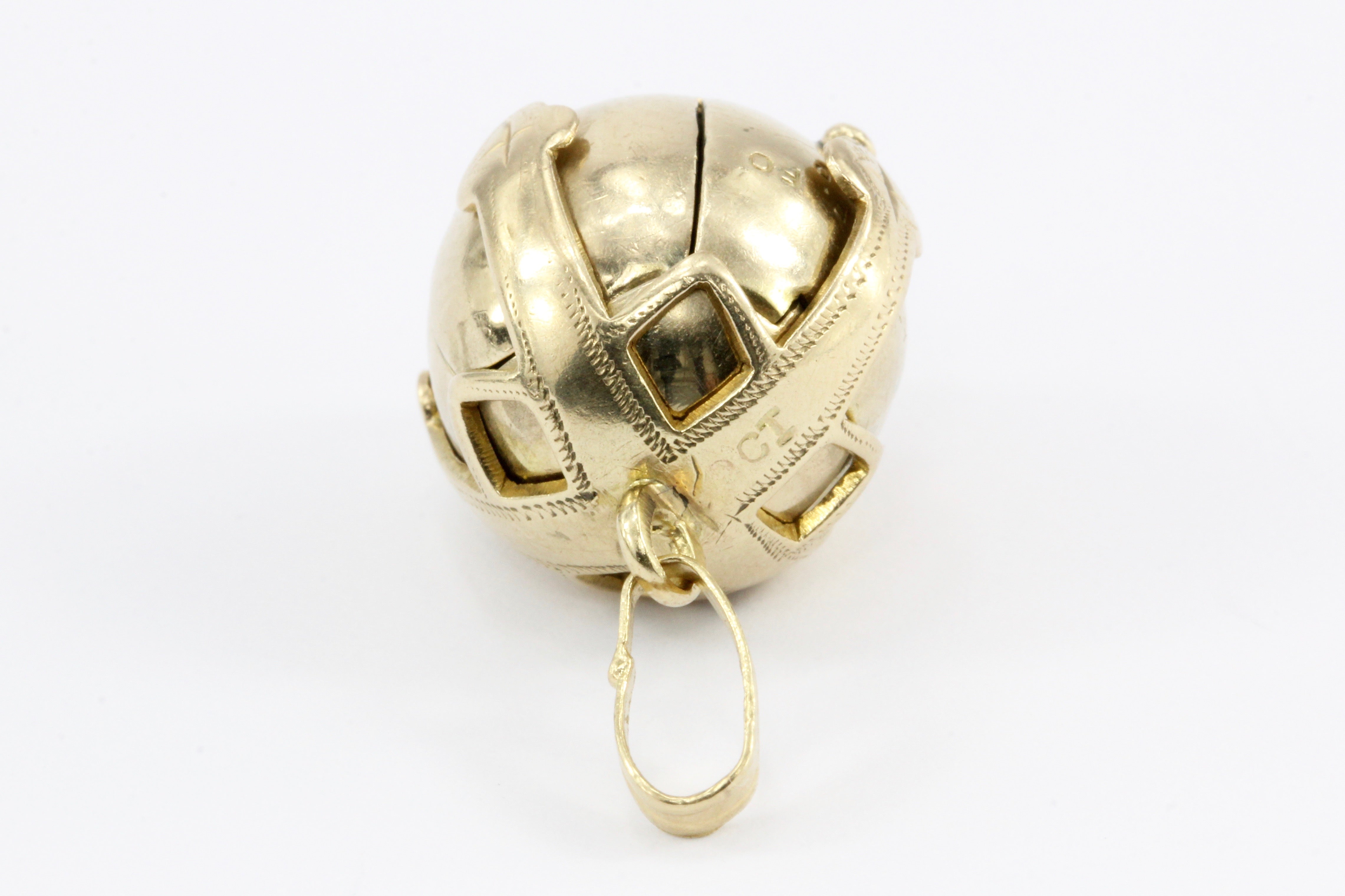 Victorian 9K Yellow Gold Masonic Orb Ball Pendant - Queen May