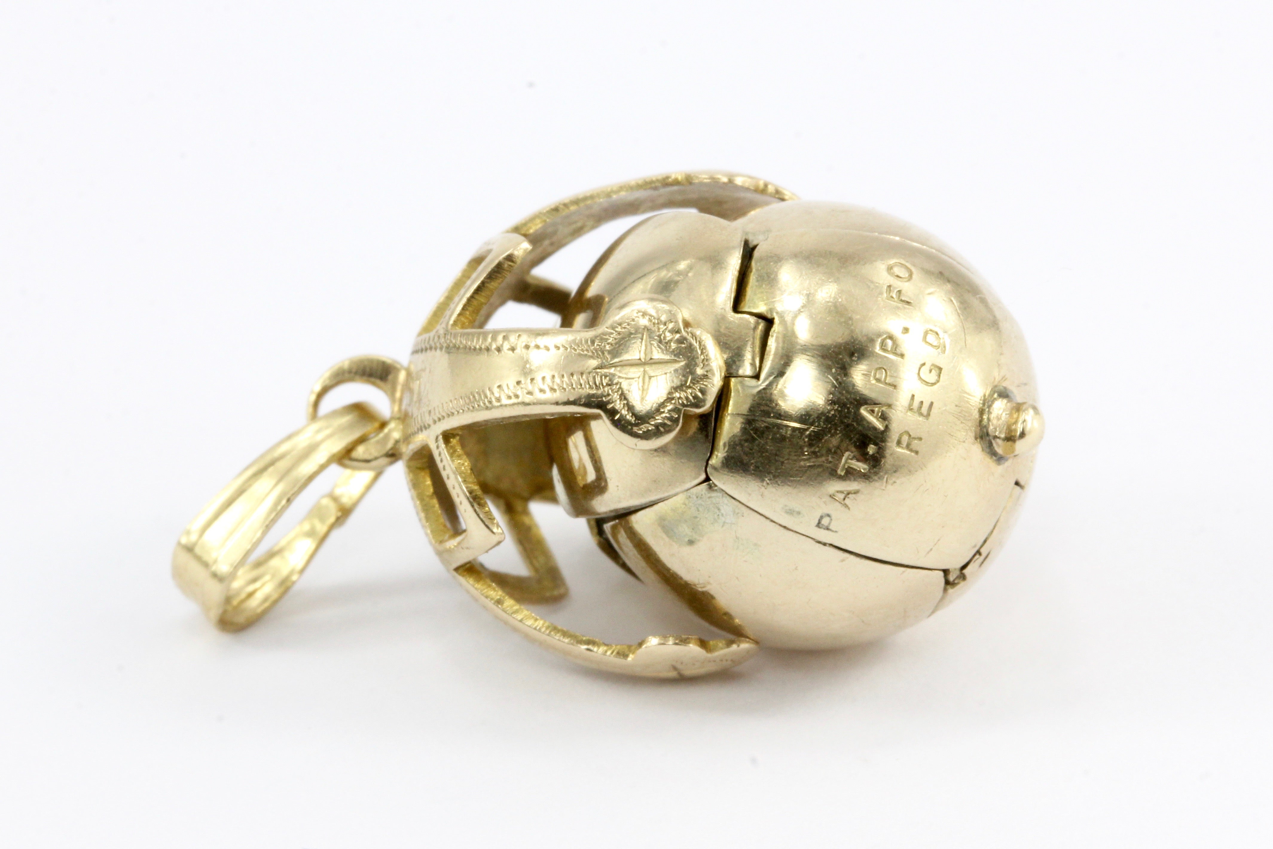 Victorian 9K Yellow Gold Masonic Orb Ball Pendant - Queen May