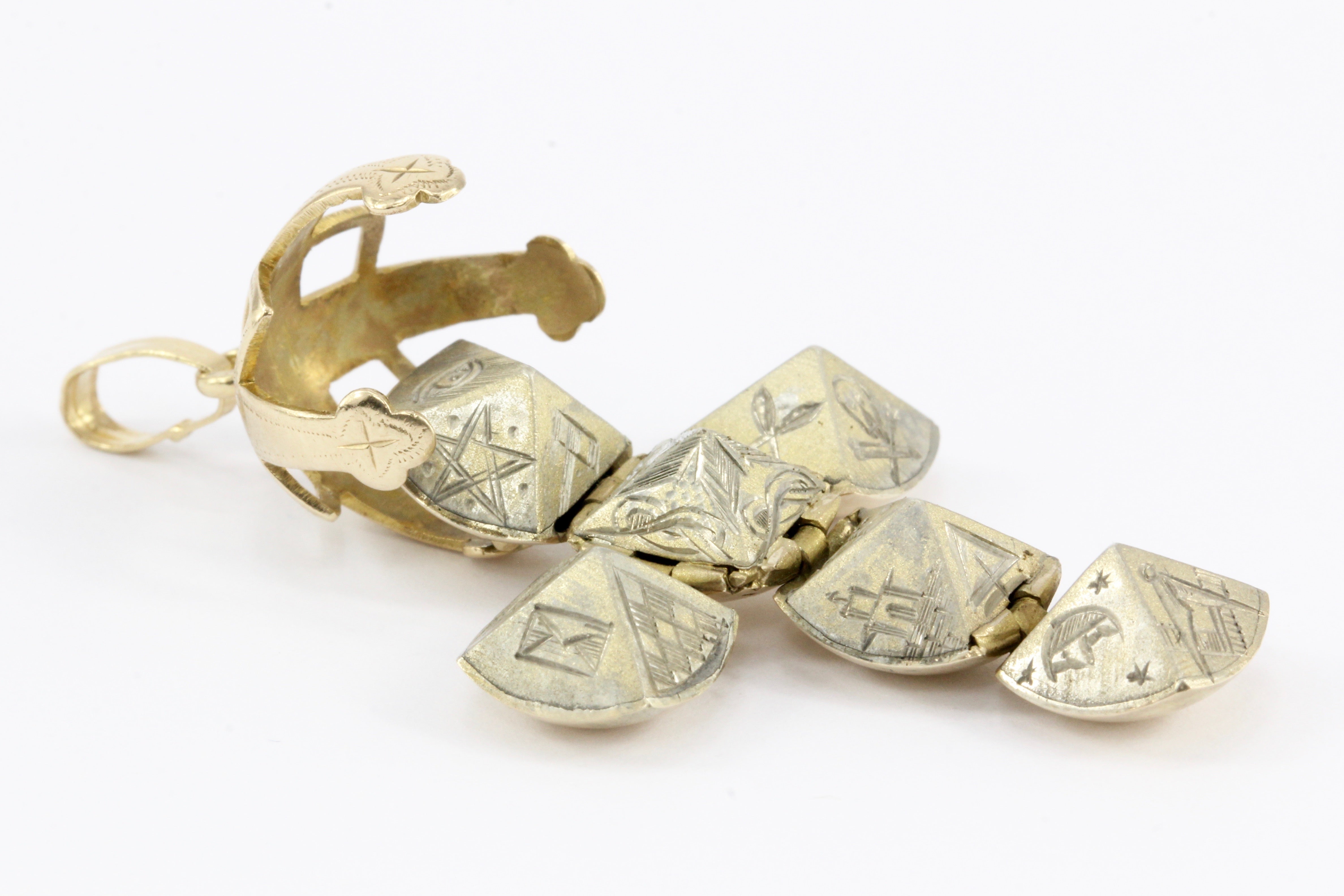 Victorian 9K Yellow Gold Masonic Orb Ball Pendant - Queen May